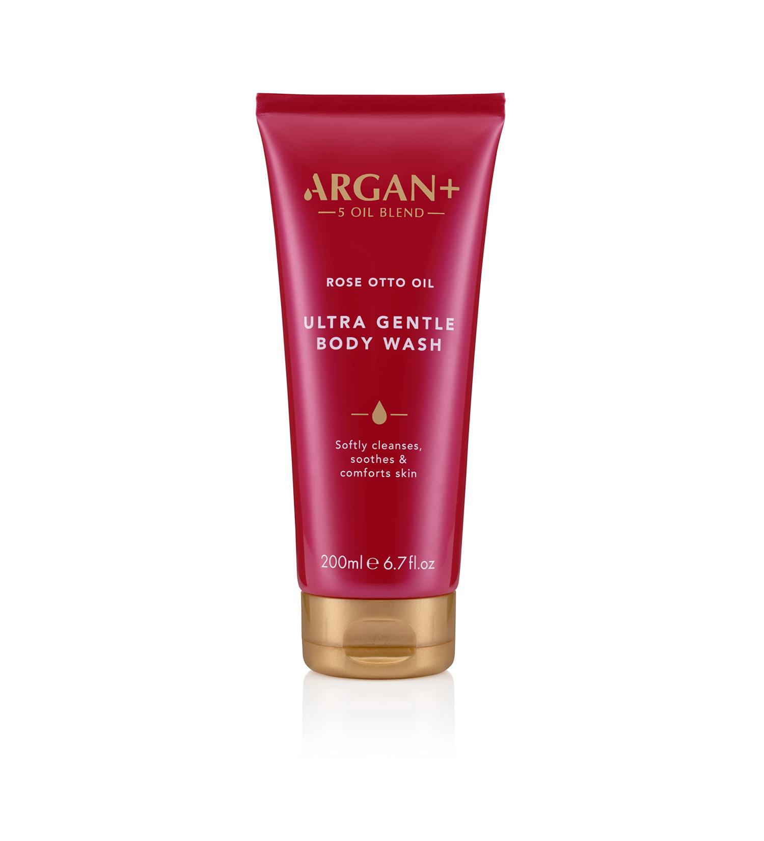 Argan+ Ultra Gentle Body Wash Rose Otto Oil Vegan Shower Gel 200ml Rose Otto Gentle Body Wash