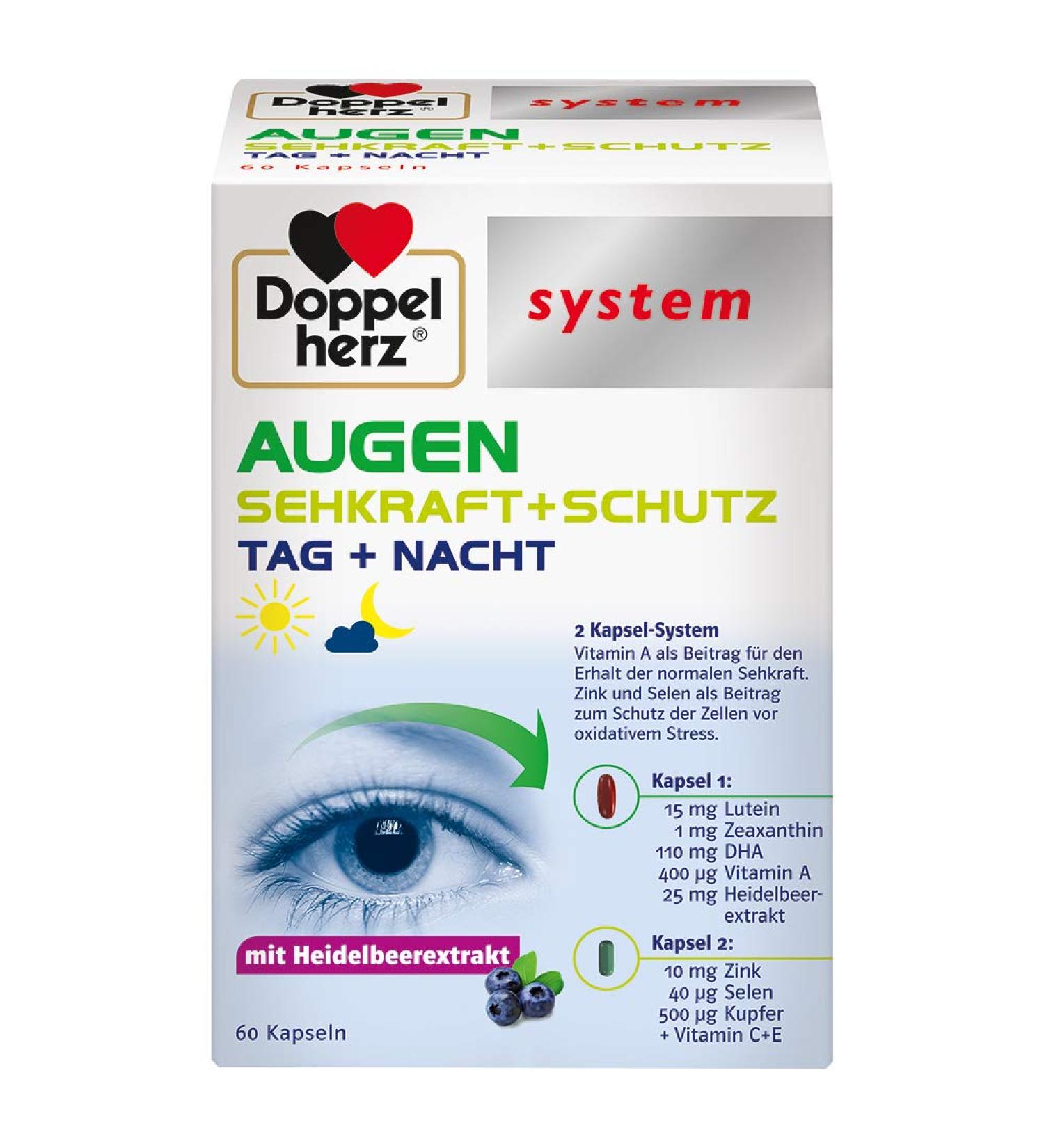Doppelherz System Eyes Vision + Protection - Vitamin A for Normal Vision - 60 Capsules - Buy Online Internationally - Buy Online on GoSupps.com