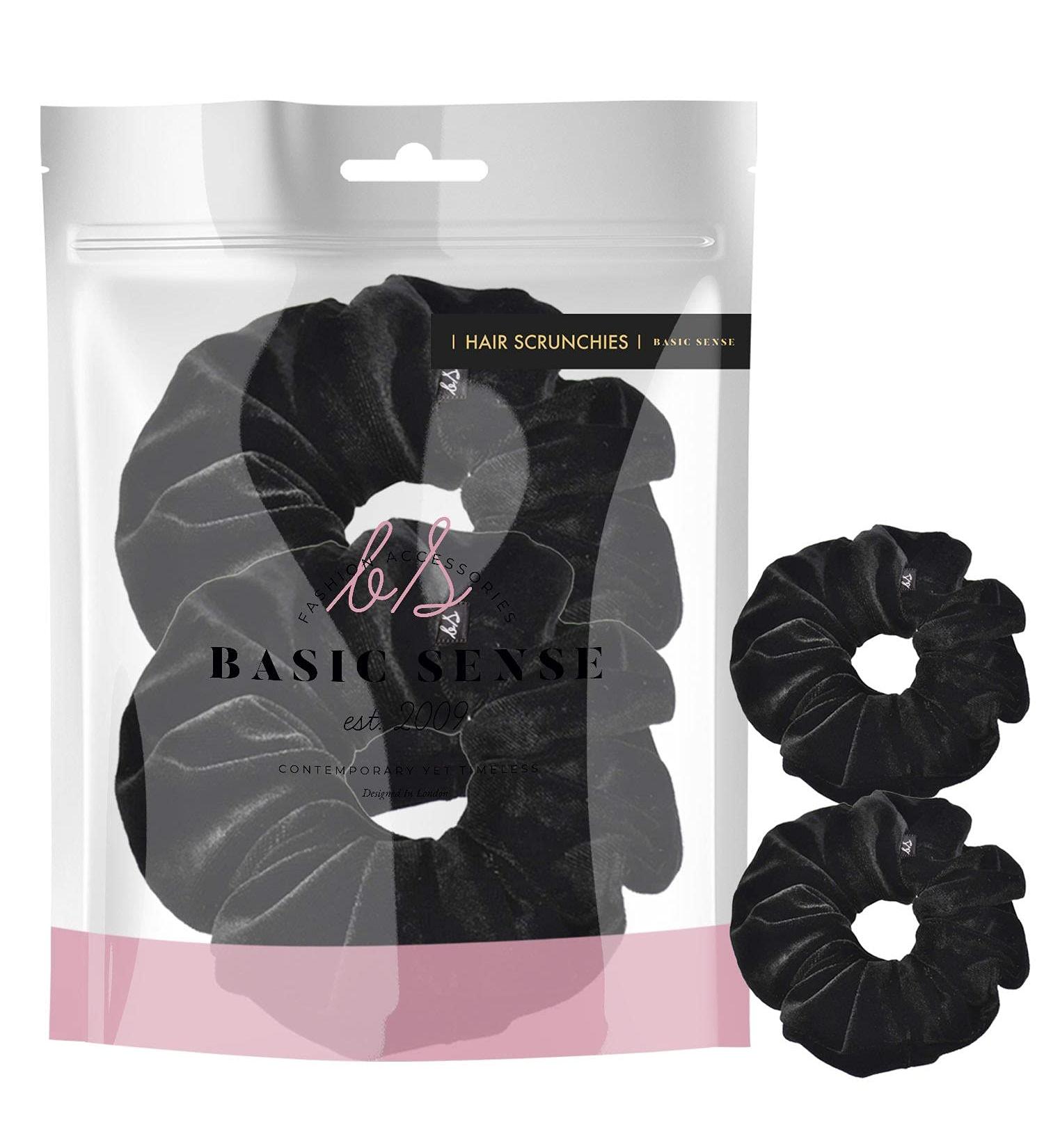 Premium Quality Velvet Classic Hair Ties/Bands 2pcs - Plain Black - Buy Online on GoSupps.com