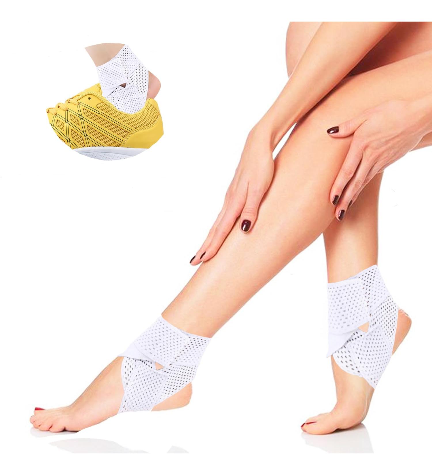NELLHOMY Sport Ankle Brace for Men/Women(2 Pack) Adjustable Ankle Support Ankle Support for Plantar Fasciitis Relief Ankle Brace/Wrap for Sprained Ankle Achilles Tendon Recovery Sports(White L) Large White - Buy Online on GoSupps.com