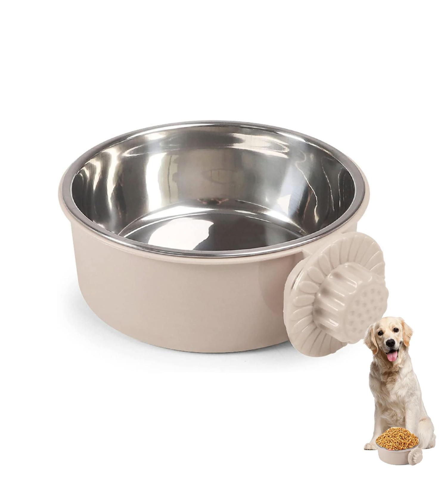 Stainless Steel Pet Crate Bowls - Removable Hanging Food and Water Bowls for Dogs, Cats, and Small Animals (Grey A) - Buy Online on GoSupps.com