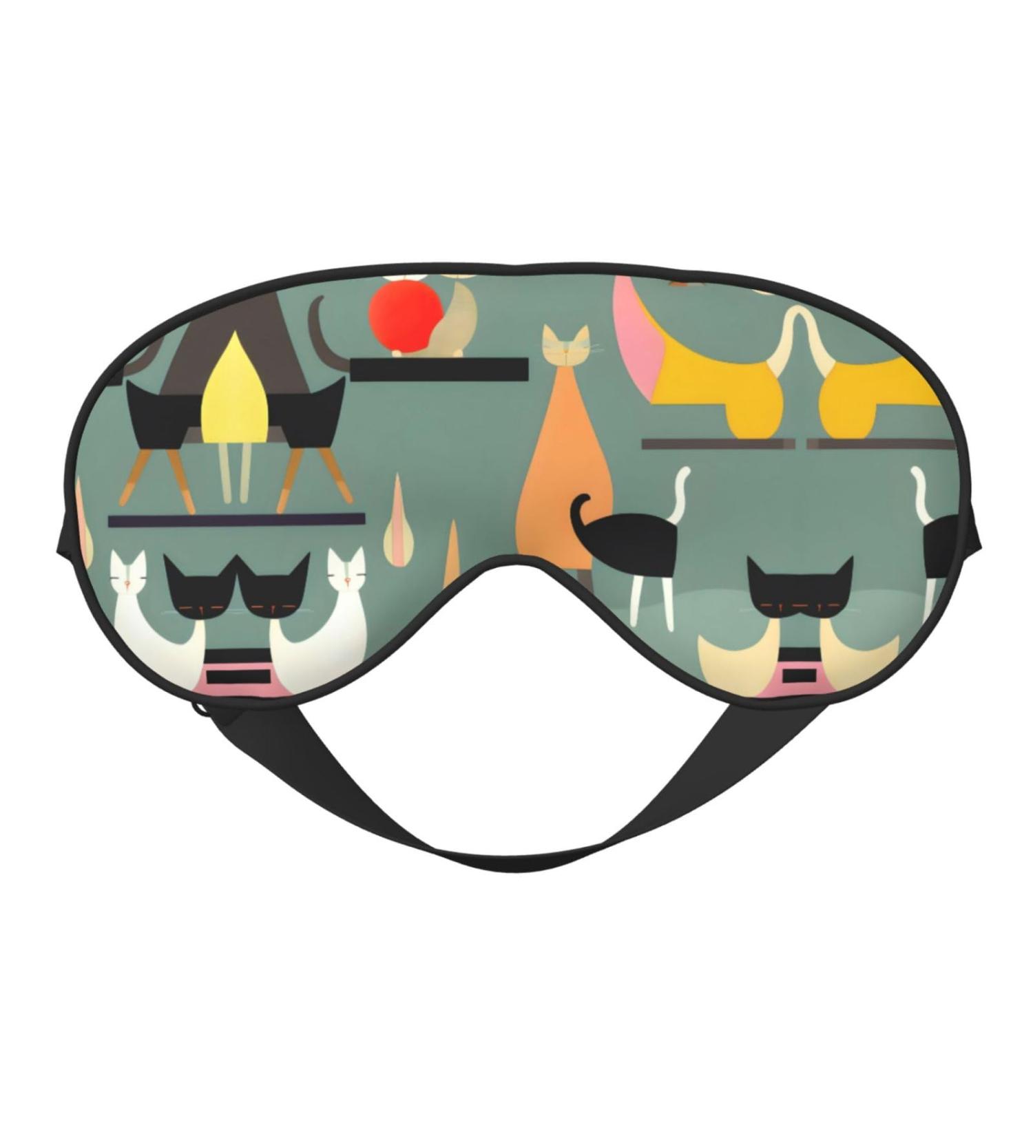 Mid-Century Modern Art Cats Sleep Eye Mask | Breathable Travel Eye Patch for Women | Relaxation & Comfort - Buy Online on GoSupps.com
