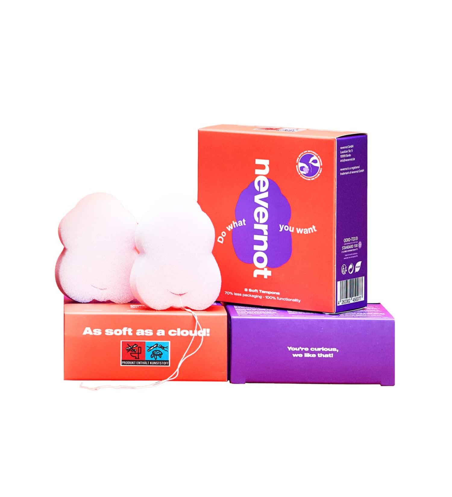 Nevernot Soft Tampons - 24 Pollutant-Free Menstrual Sponges with Optional Thread | Ultra Soft & Easy to Remove - Buy Online on GoSupps.com