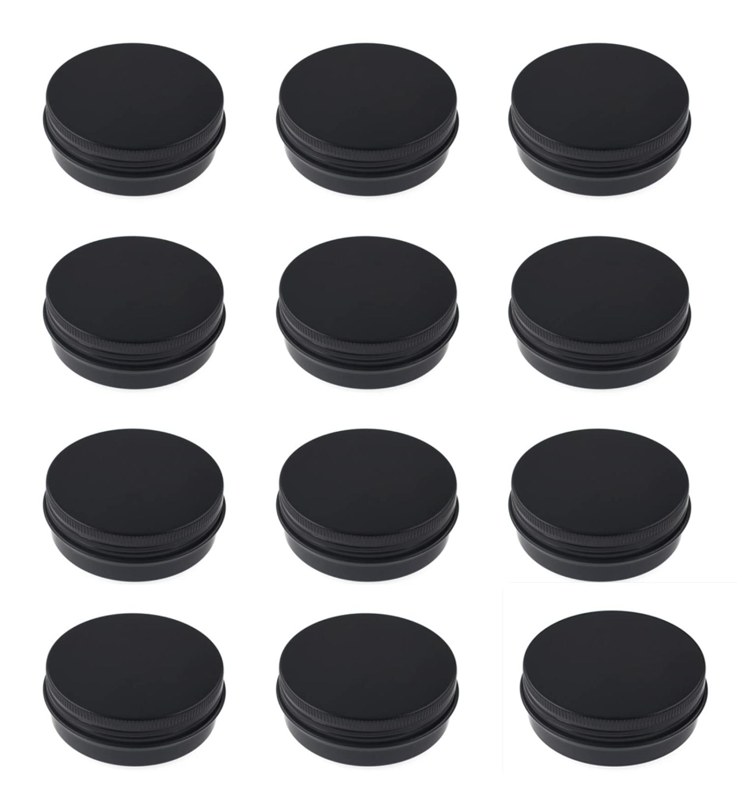 ZHIYE 12 Pcs Aluminium Screw Pots 60ml Empty Black Cosmetics Container Tin Balm Make Up Jar - Buy Online on GoSupps.com