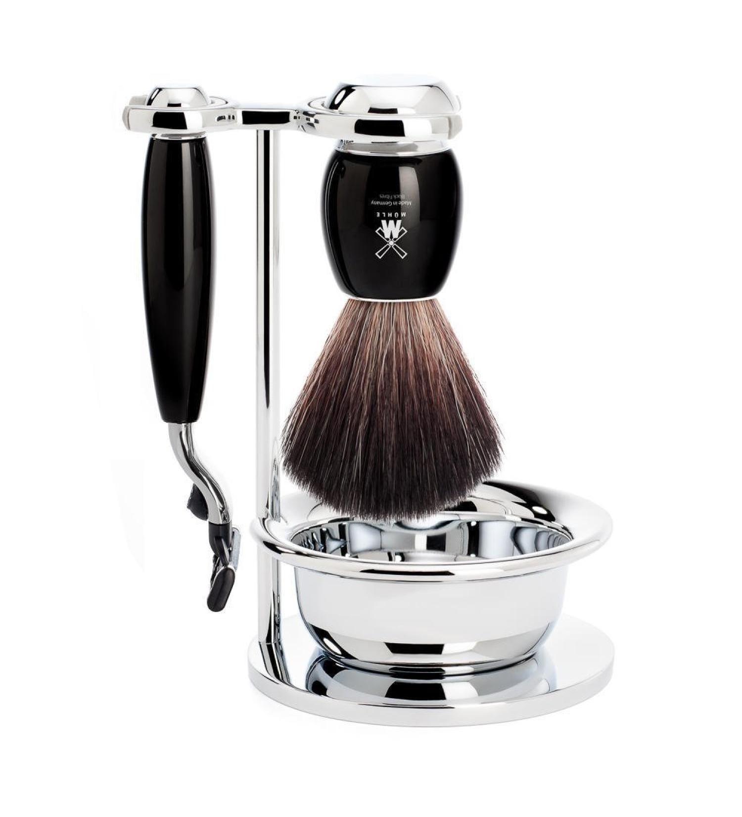 M HLE Vivo Shaving Set - Black Fibre Bowl & Gillette Compatible - High-Grade Resin - Buy Online on GoSupps.com