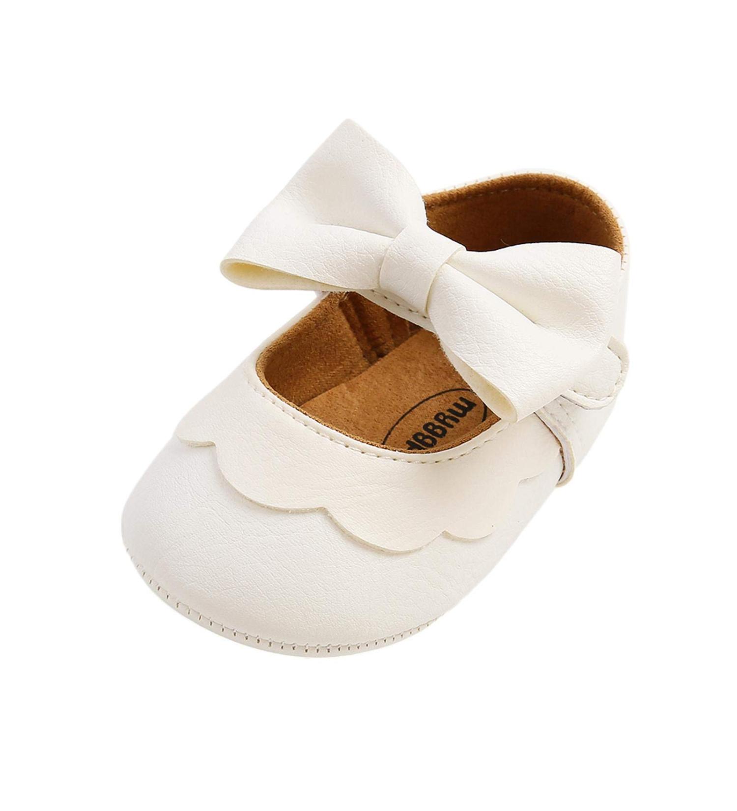 Baby Girls Mary Jane First Walking Shoes | PU Leather Anti-Slip Princess Shoes | Infant Baby Shoes 6-12 Months | E White - Buy Online on GoSupps.com