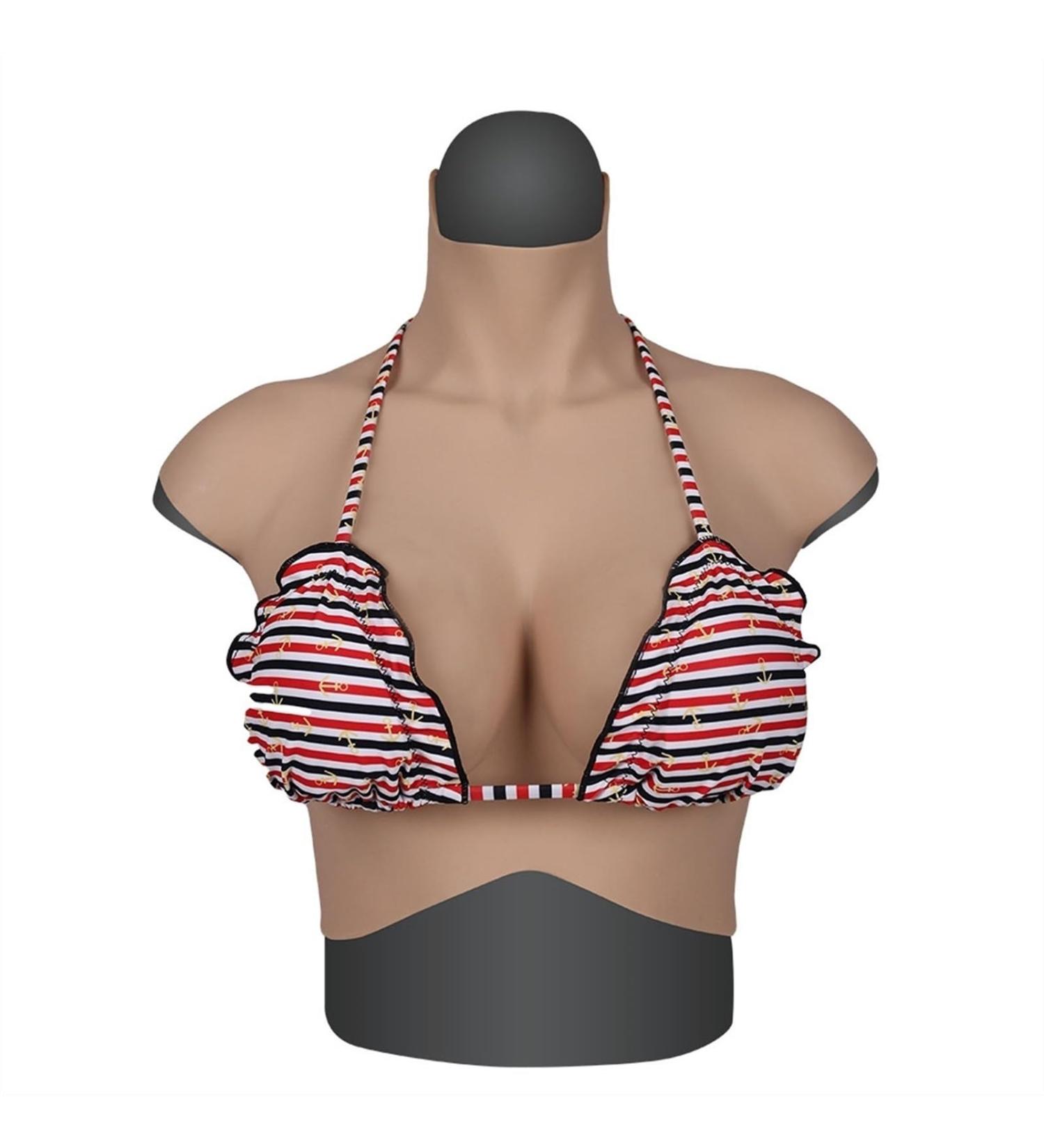 Knobco Soft Silicone Breasts - High Collar Fake Breasts for Mastectomy Weddings & Performances | XL H Cup - Ivory White - Buy Online on GoSupps.com