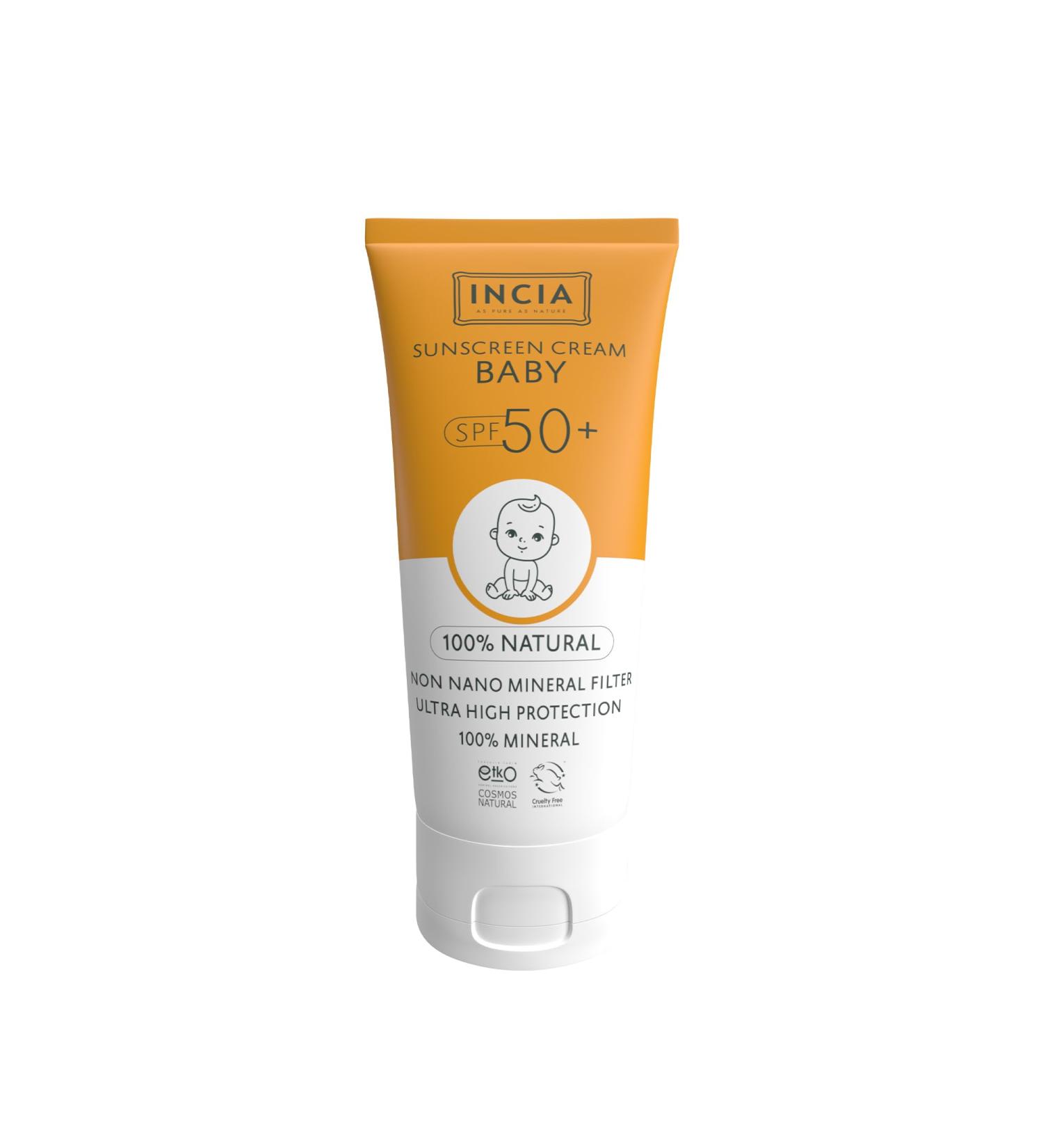 INCIA Natural Baby Sun Cream - High protection SPF50 UVA UVB 50ml - Buy Online on GoSupps.com