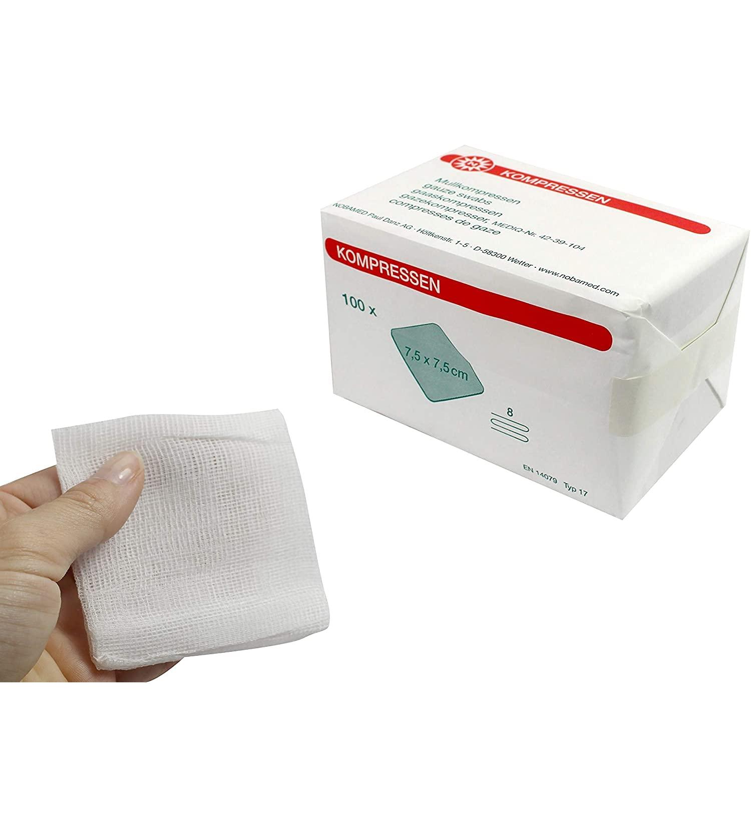 Buy Noba 8-Fold Compresses - 100 Pieces 7.5 x 7.5 cm | Fast International Shipping - Buy Online on GoSupps.com