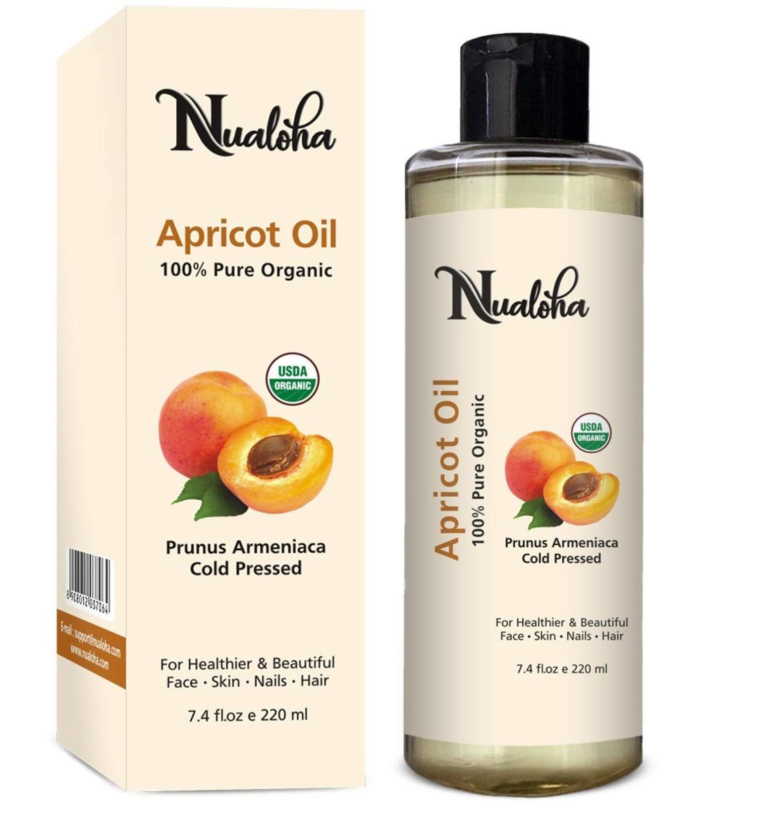 Organic Apricot Kernel Oil 220 ML | USDA Organic Cold Pressed Carrier Oil for Skin Hair & Face | Pure Essentials - Buy Online on GoSupps.com