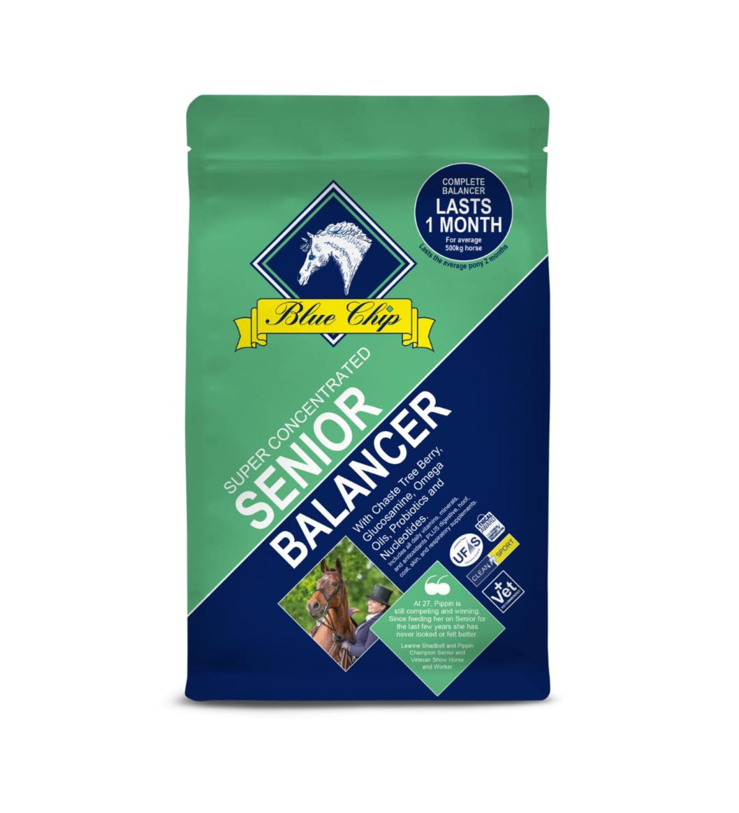 Blue Chip Senior Feed Balancer 3kg - Glucosamine & Rosehip, Pre & Probiotics - Ideal for Older Horses with Cushings - Buy Online on GoSupps.com