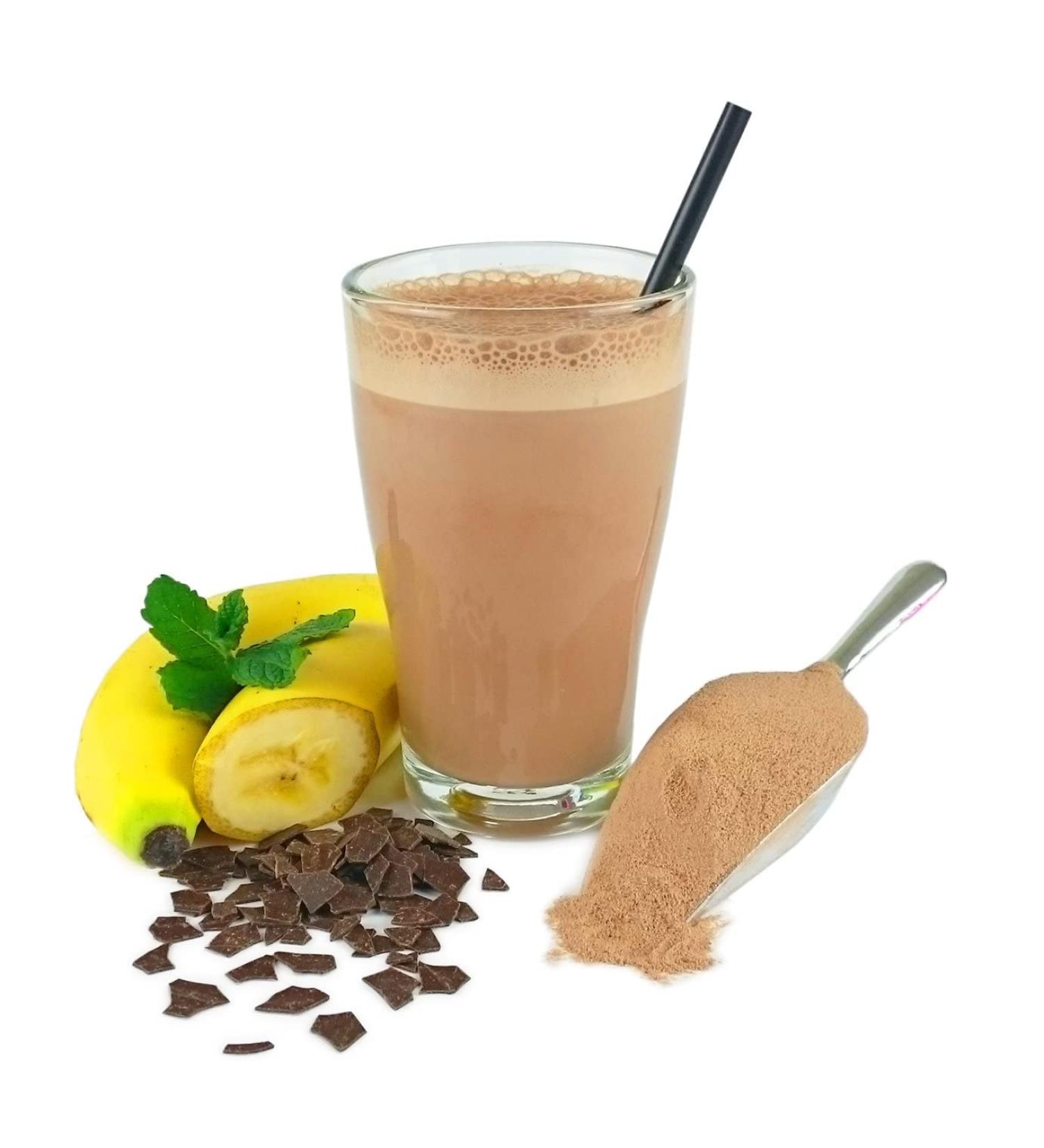 Chocolate-Banane-Vital-Molke Drink Powder without Aspartam and preservatives Ideal help when detoxify and much more.Versatile in the use content 500 g