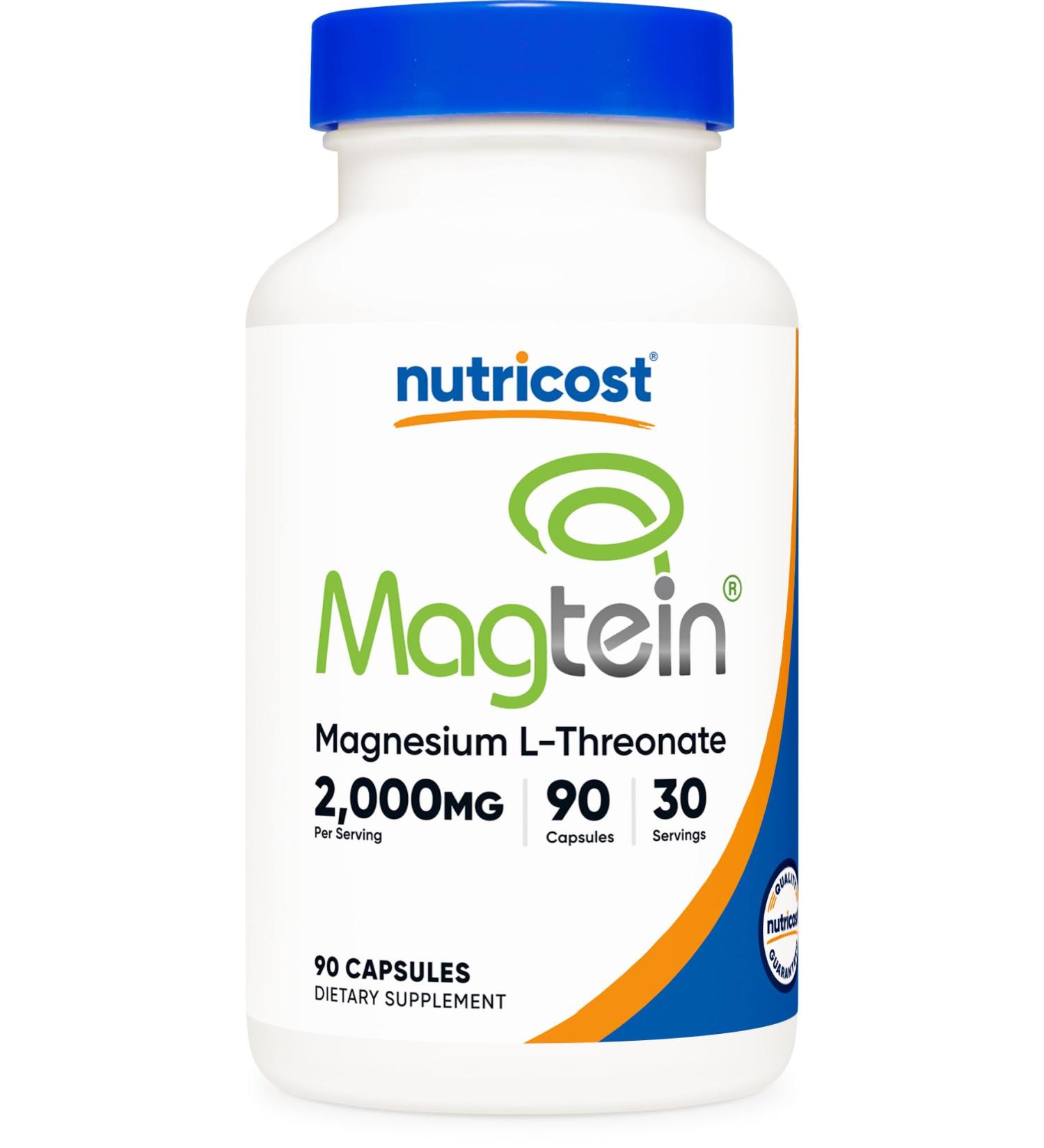 Nutricost Magtein Magnesium L-Threonate 2 000mg 90 Capsules - Gluten Free Vegetarian 30 Servings - Buy Online on GoSupps.com
