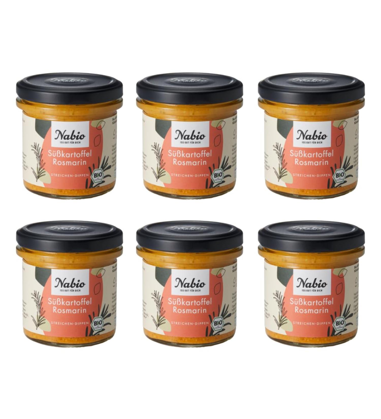 NABIO Mediterranean Sweet Potato Rosemary Spread | Vegan | 6 x 135g Pack - Healthy Gourmet Snack - Buy Online on GoSupps.com