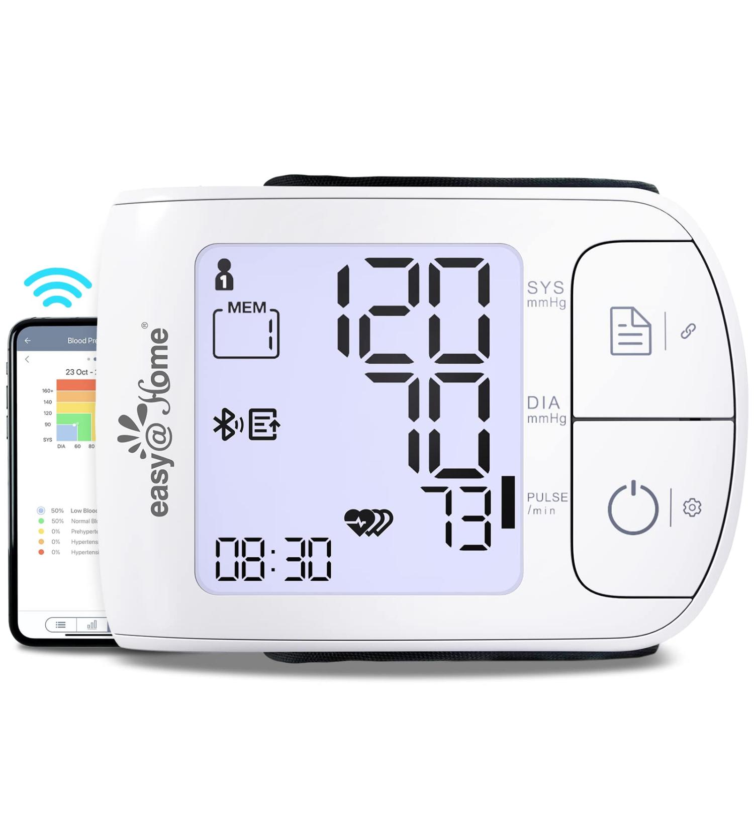 EasyHome Bluetooth Smart Wrist Blood Pressure Monitor with Large Cuff | Digital Sphygmomanometer with Heart Positioning Indicator | iOS & Android APP Compatible | EBP-085 - Buy Online on GoSupps.com