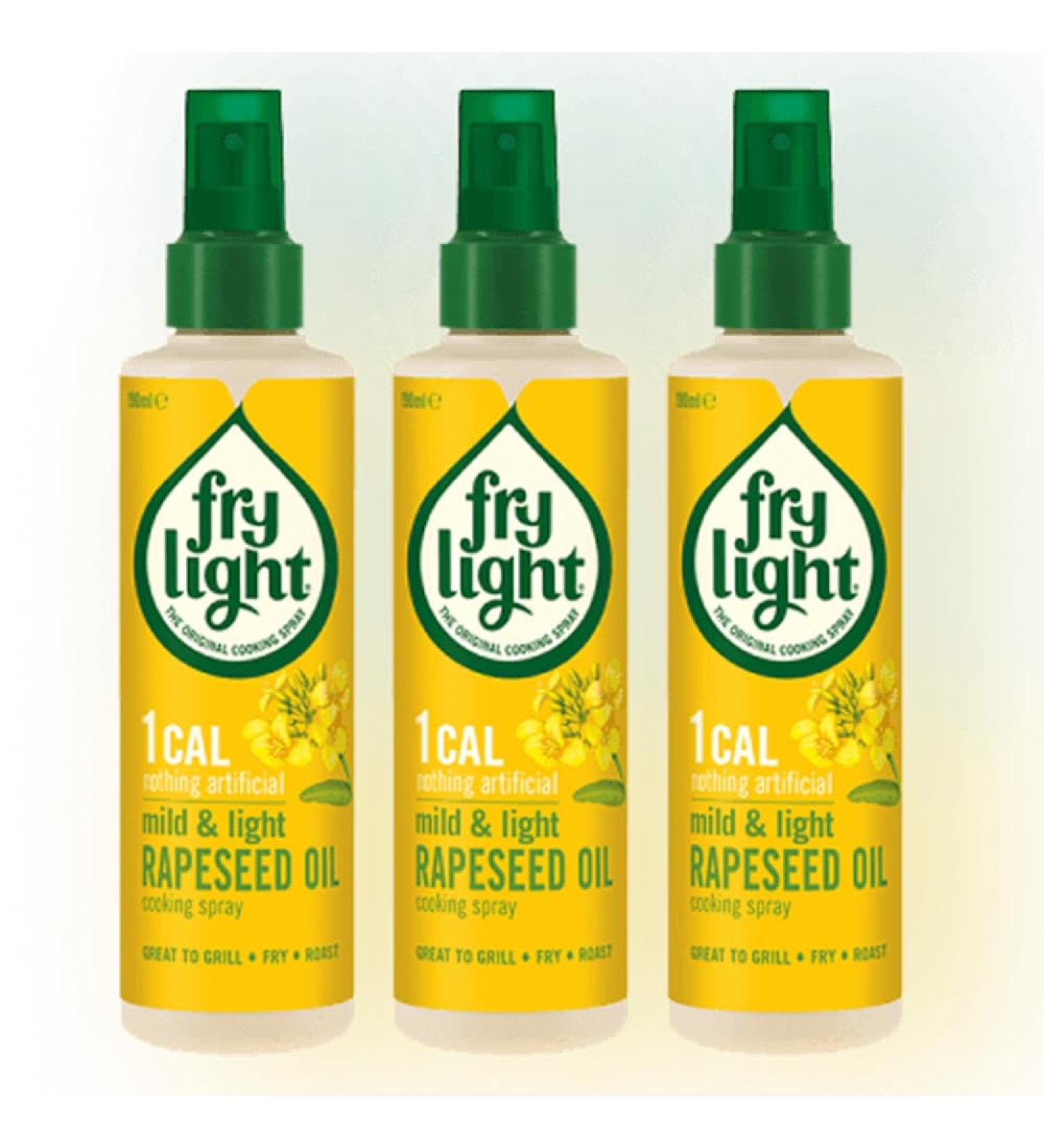 Fry Light 1Cal All Natural Mild Light Rapeseed Oil Cooking Spray Grill Fry Roast 190ml Pack of 3 with Welari Thank You Card | (3pack) (3 x 190ml) - Buy Online on GoSupps.com
