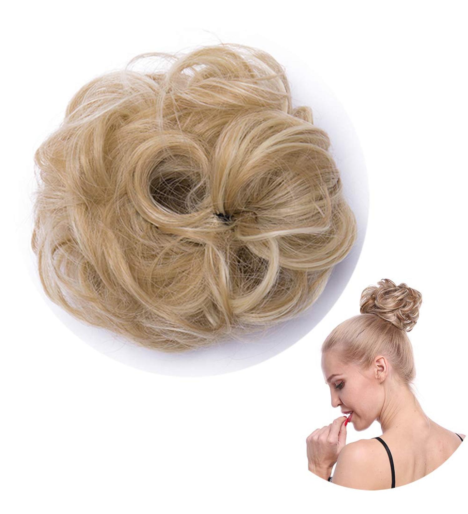 Thick Hair Donut Scrunchie Hair Bun Updo Hairpiece Scrunchy Wavy Curly Messy Hair Ribbon Hair Chignons Ponytail Extension Dark Blonde to Bleach Blonde Thick Dark Blonde to Bleach Blonde - Buy Online on GoSupps.com