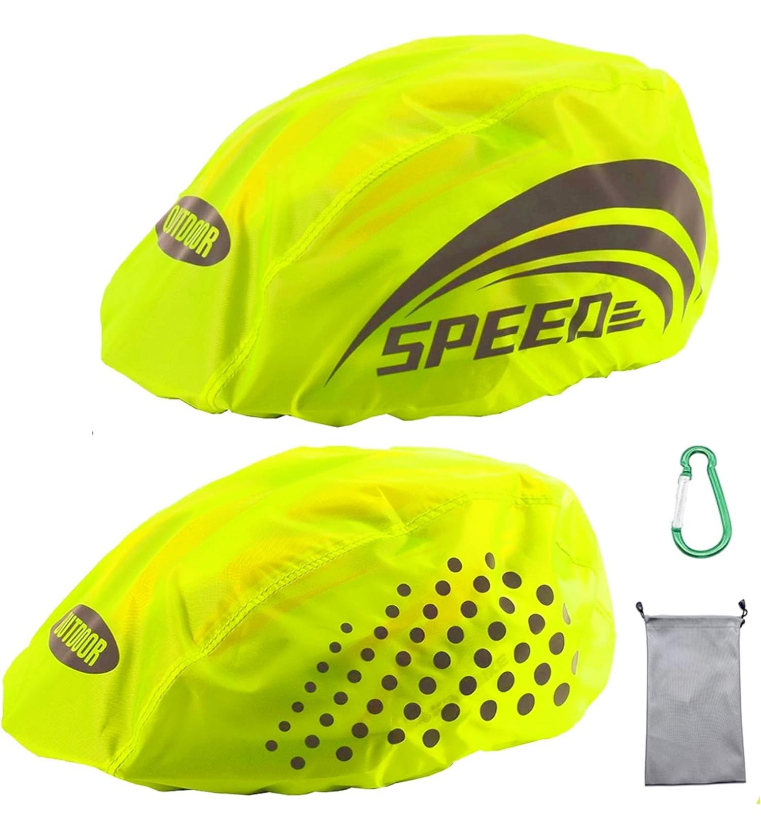 Landjoy Waterproof Bicycle Helmet Cover - Rain Protection with Reflectors Wind-Repellent & Breathable - 2 Green - Buy Online on GoSupps.com