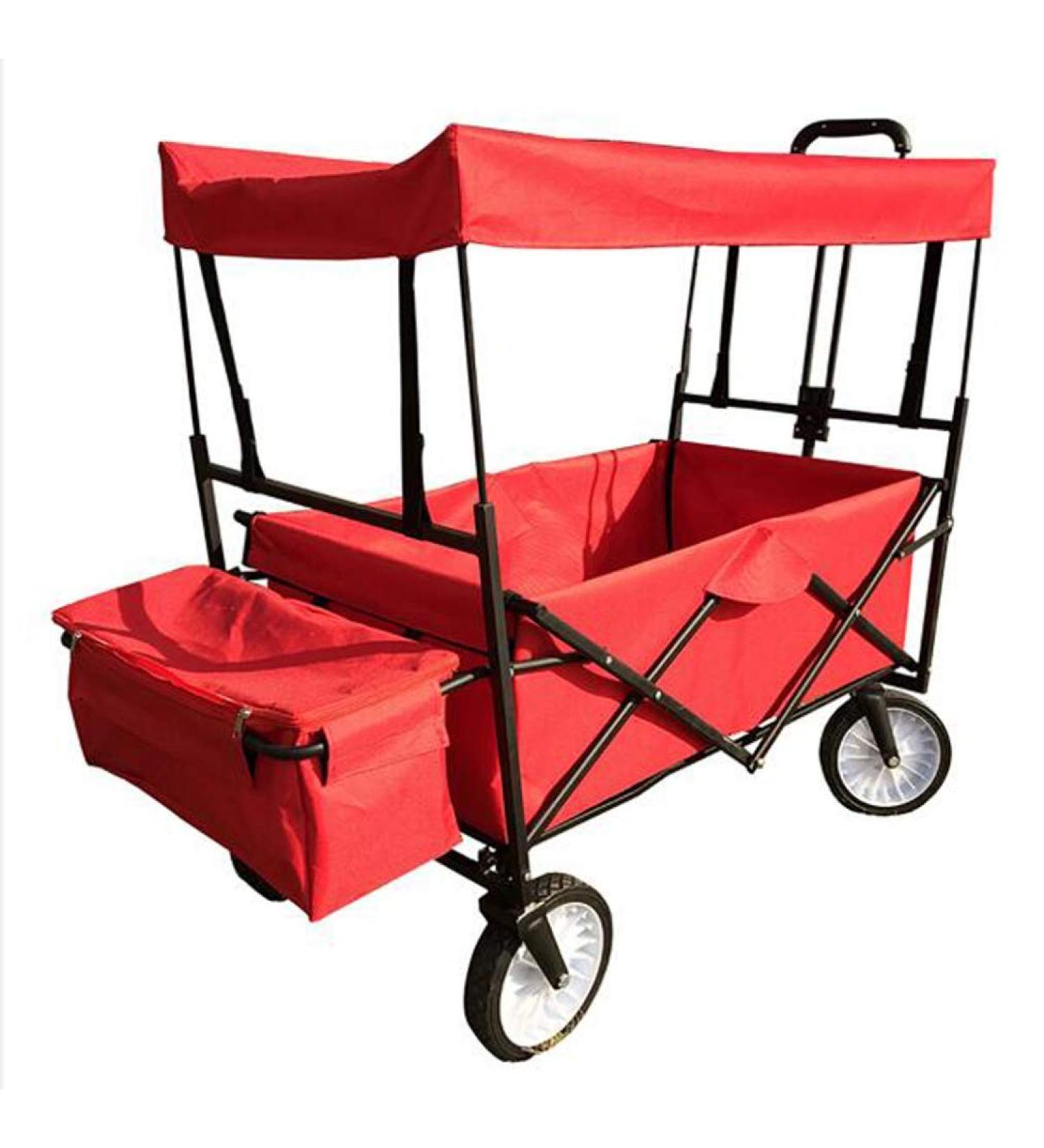 Foldable Utility Wagon Collapsible Sports Outdoor Cart with Removable Canopy Large Capacity and Tilting Handle for Camping Beach Sporting Events Concerts Shopping - Buy Online on GoSupps.com