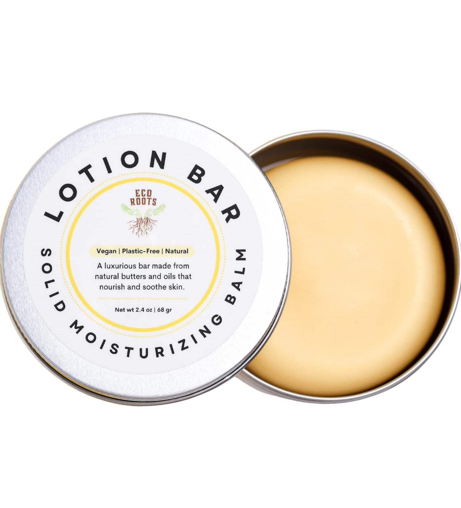 ECO ROOTS Waterless Lotion Bar with Candelilla Wax | Solid Moisturizer Balm | Vegan & Eco Friendly | Plastic Free Natural Ingredients - Buy Online on GoSupps.com