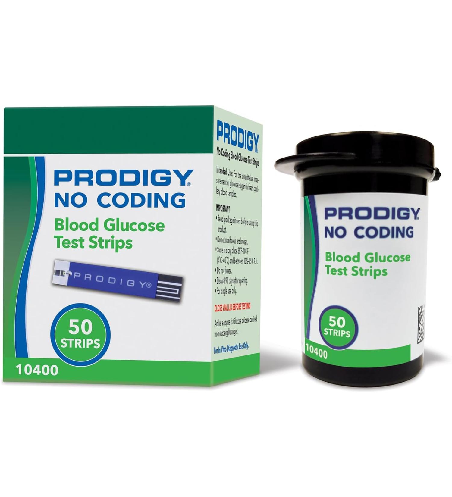 PRODIGY No Coding Blood Glucose Test Strips Box of 50 Strips - Buy Online on GoSupps.com