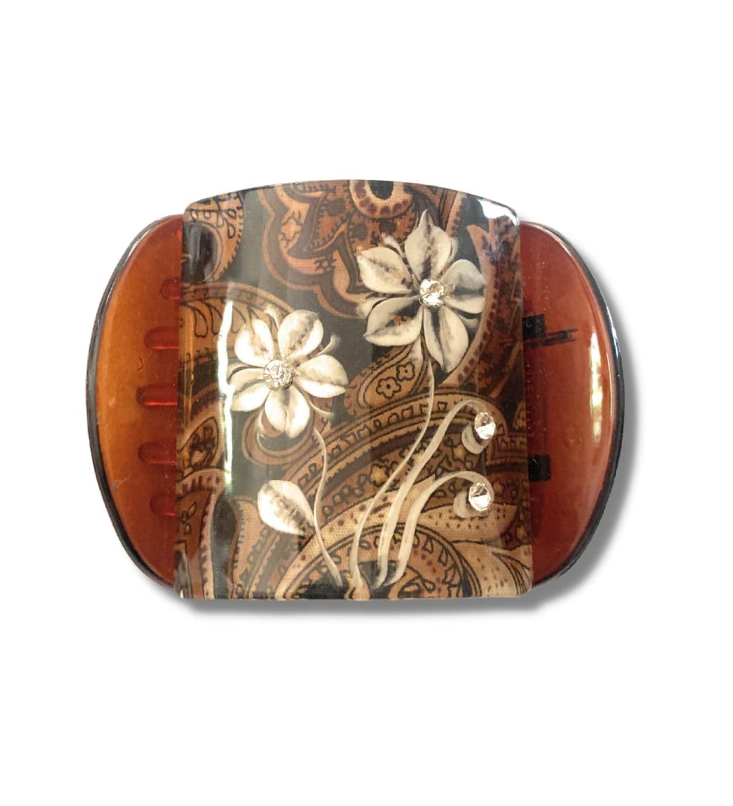 Medium Size Tortoise Floral Hair Clip Barrette for Women, Teens, and Students - Strong and Stylish Clamp for Updos and French Twists - Buy Online on GoSupps.com