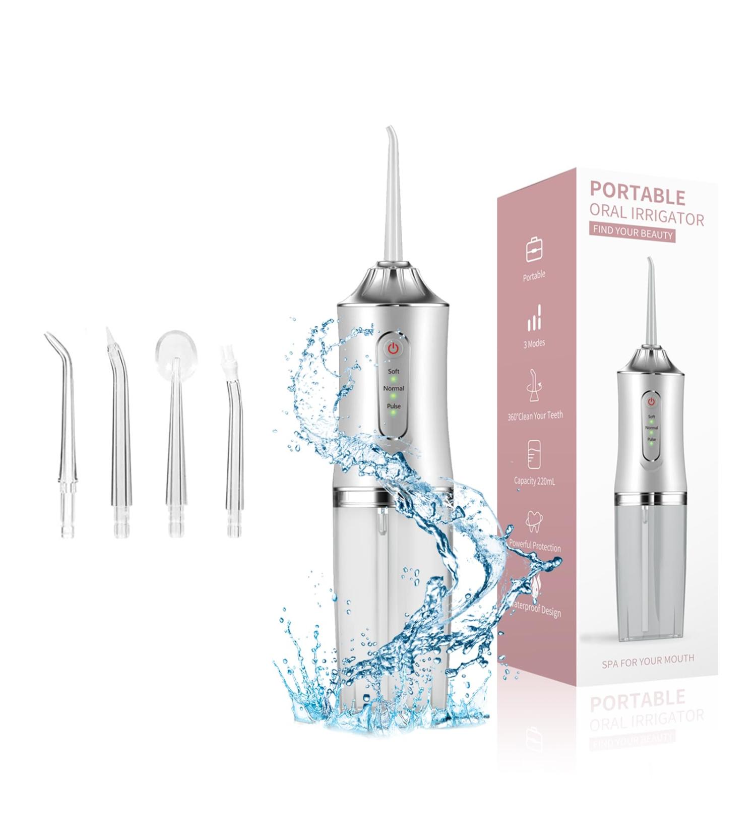 Water Dental Flosser - Cordless Teeth Irrigator with 3 Modes IPX7 Waterproof Rechargeable & Portable for Braces & Bridges Care - Buy Online on GoSupps.com