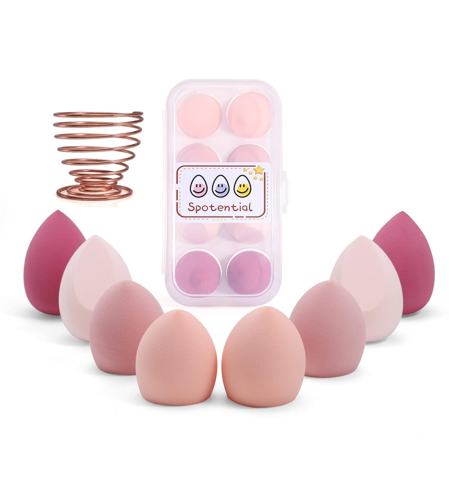 Spotential 8 PCS Makeup Sponge Set with Holder Case - Latex-Free Beauty Blender for Dry & Wet Use - Pink Makeup Puff Kit in Gift Box - Buy Online on GoSupps.com