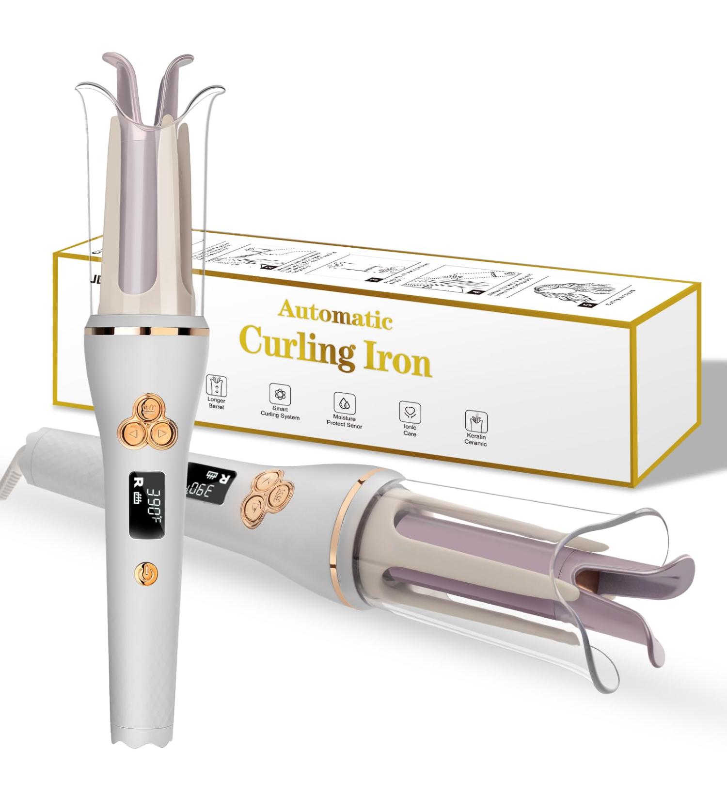 Automatic Curling Iron - 7 Temps Anti-Scald & Tangle-Free Portable Ceramic Hair Curler | Fast Heating & Auto Shut-Off | International Shipping - Buy Online on GoSupps.com