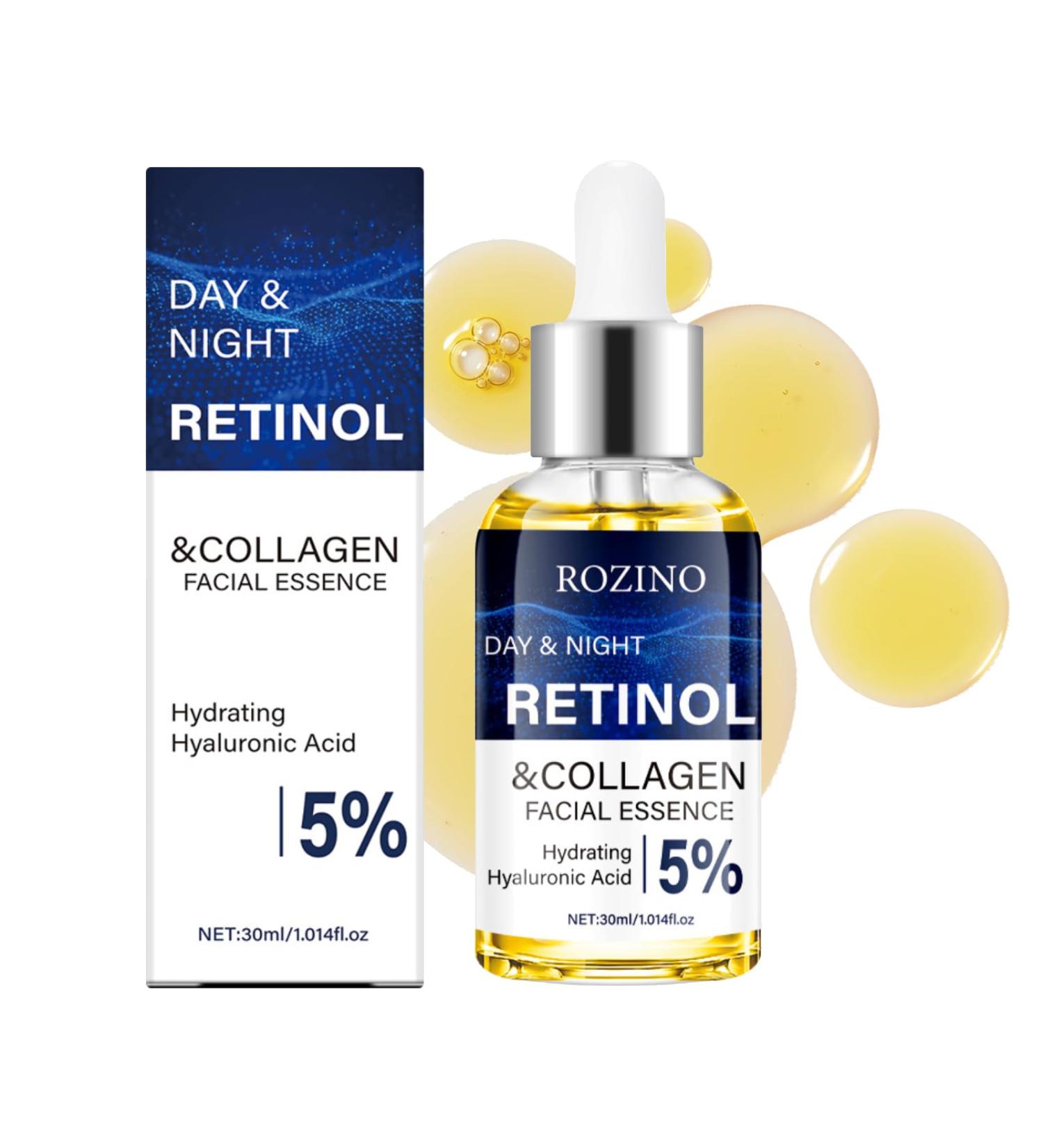 Retinol and Collagen Facial Essence Anti- Aging Firm and Plump Face Serum Reduce Fine Line Day and Night Serum with 5% Hyaluronic Acid wrinkle Reduction Essence liquid 1.014 fl oz - Buy Online on GoSupps.com