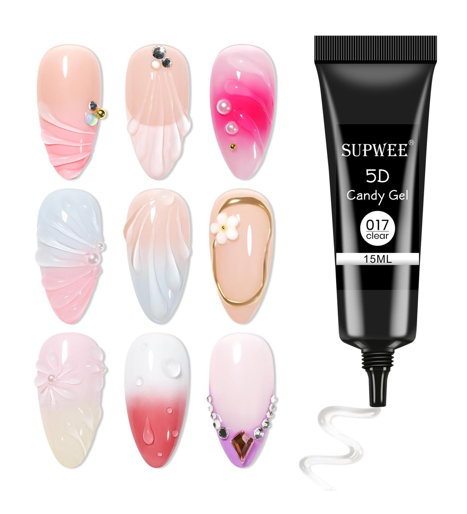  SUPWEE 3D Nail Art Gel 15g Transparent 3D Sculpture Multifunction DIY Painting 5D Nail Polish 3D Embossed Candy Nail Art Manicure Decoration - Buy Online on GoSupps.com