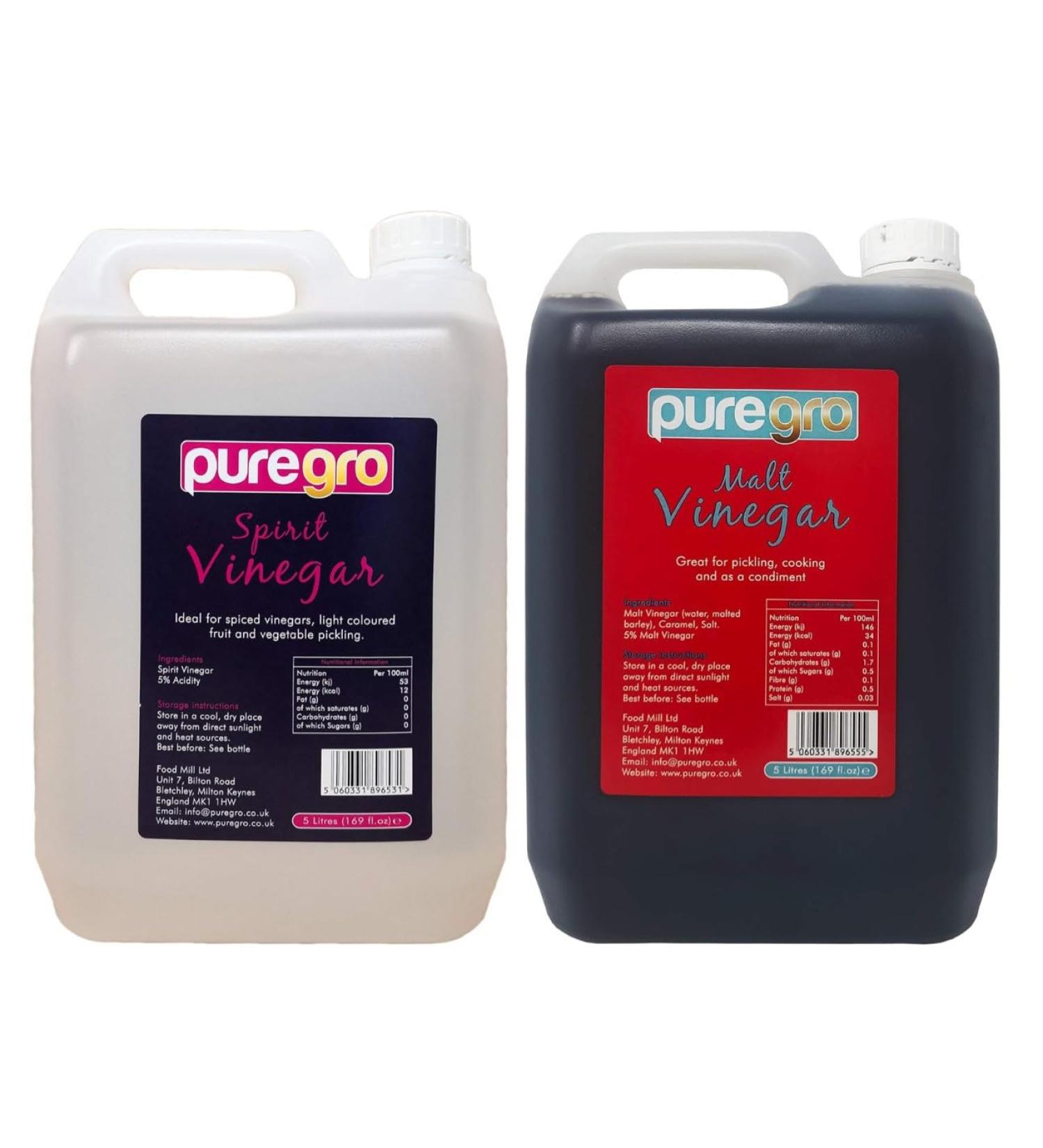 COMBO PACK Of Puregro Vinegar (Spirit & Malt) Each One 5Ltr 5.00 l (Pack of 1) - Buy Online on GoSupps.com