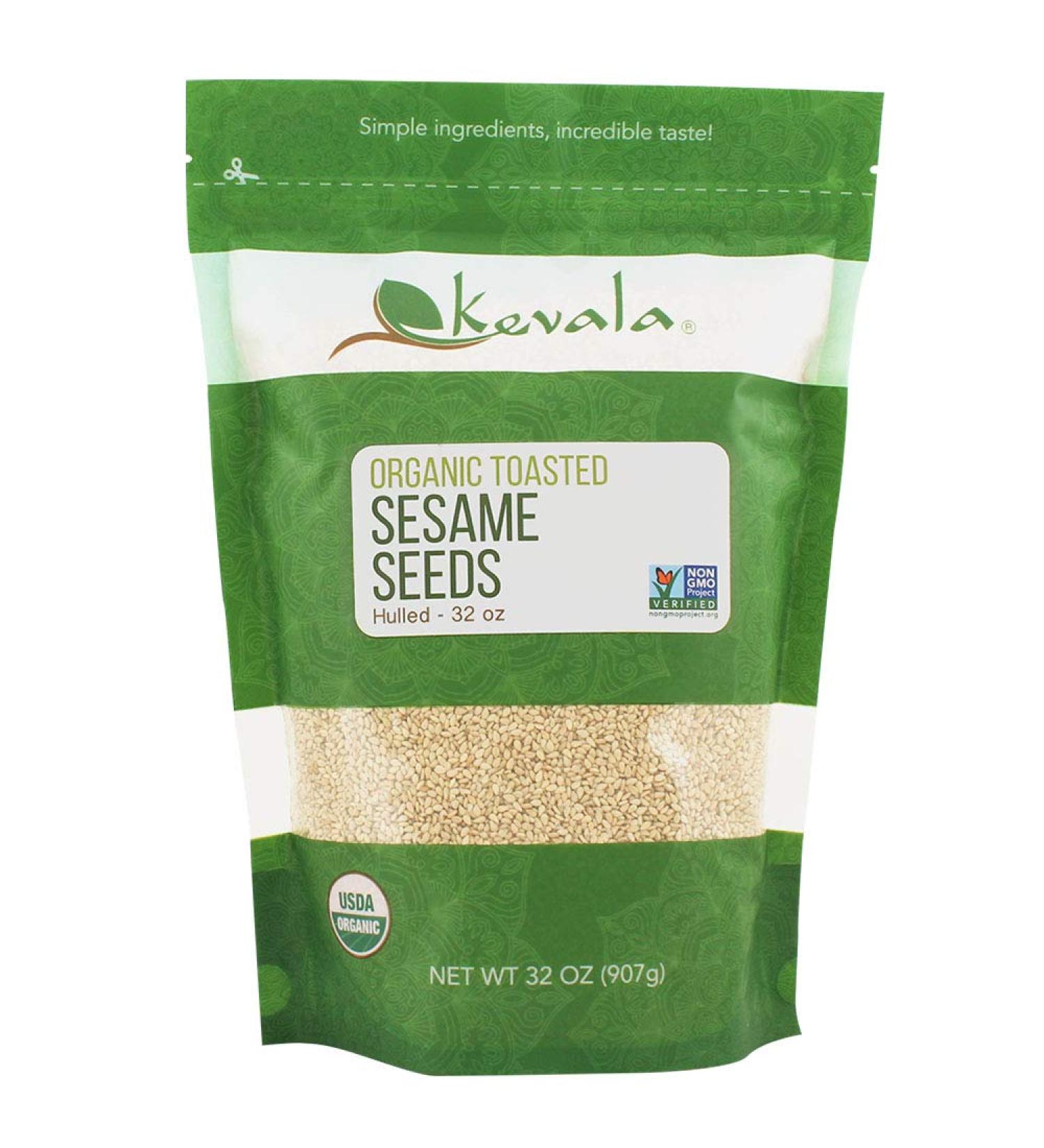 Kevala Organic Toasted Sesame Seeds 2Lbs (HULLED) - Premium Quality Superfood - Buy Online on GoSupps.com