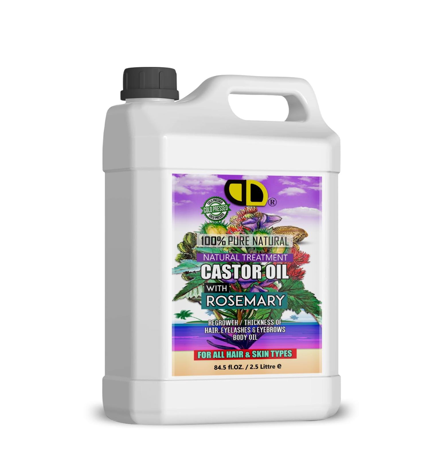 DD Teck Pure Organic Castor Oil with Rosemary Essential Oil (Ready to Use) for Hair Growth, Scalp, Eyelashes, Eyebrows