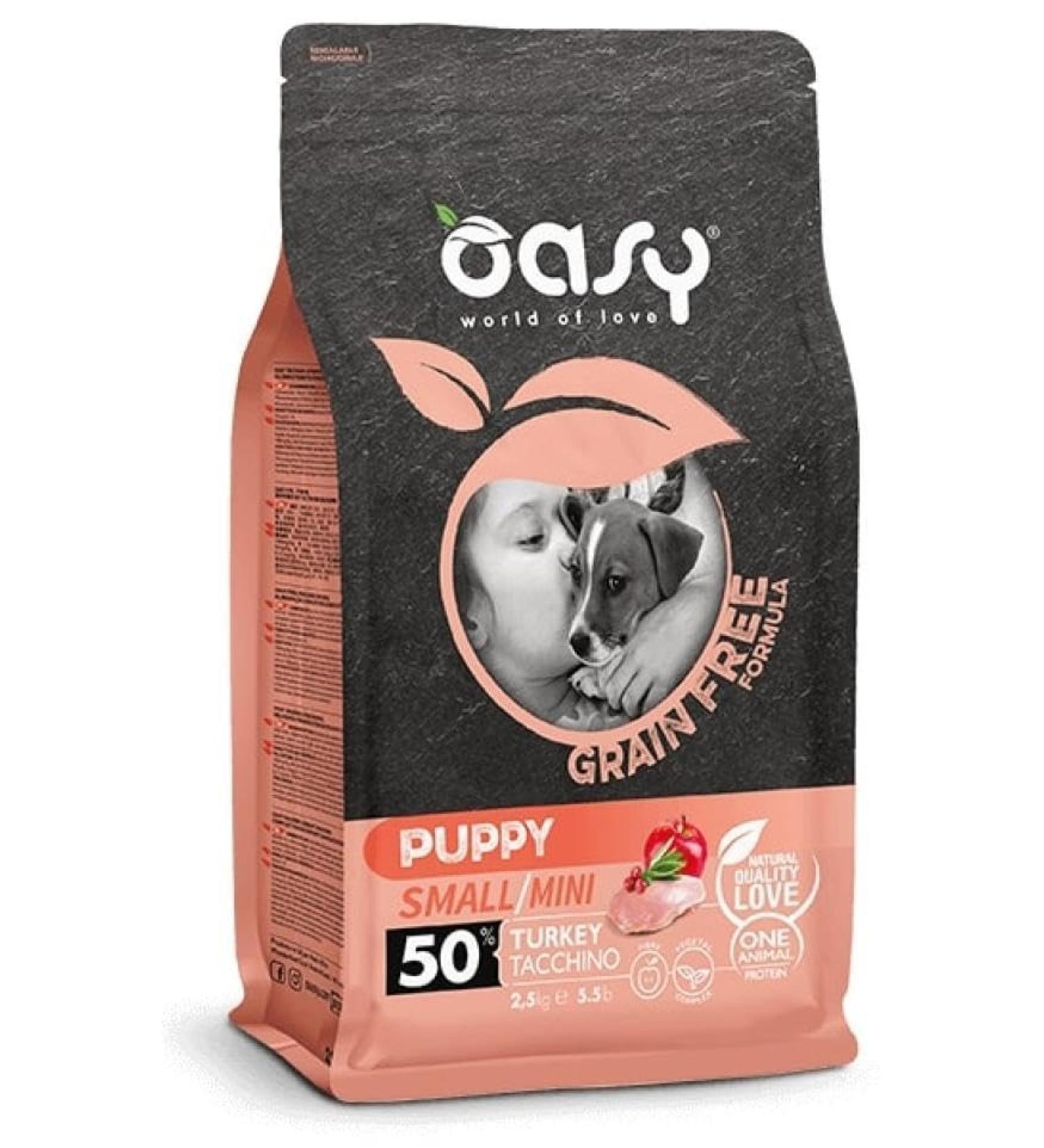 Oasy Grain Free 2.5kg Puppy Mini for dogs with turkey
