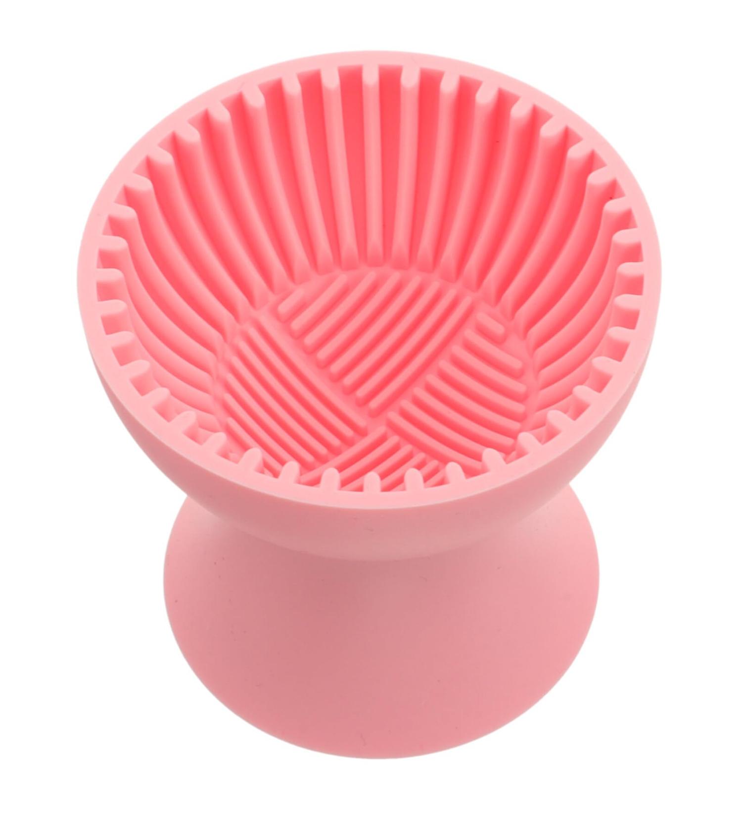 FOMIYES Makeup Brush Cleaner Cup Silicone Makeup Cleaning Brush Scrubber Bowl Cosmetic Brush Cleaning Pad Portable Brush Washing Tool Beauty Sponge Cleaner Pink - Buy Online on GoSupps.com