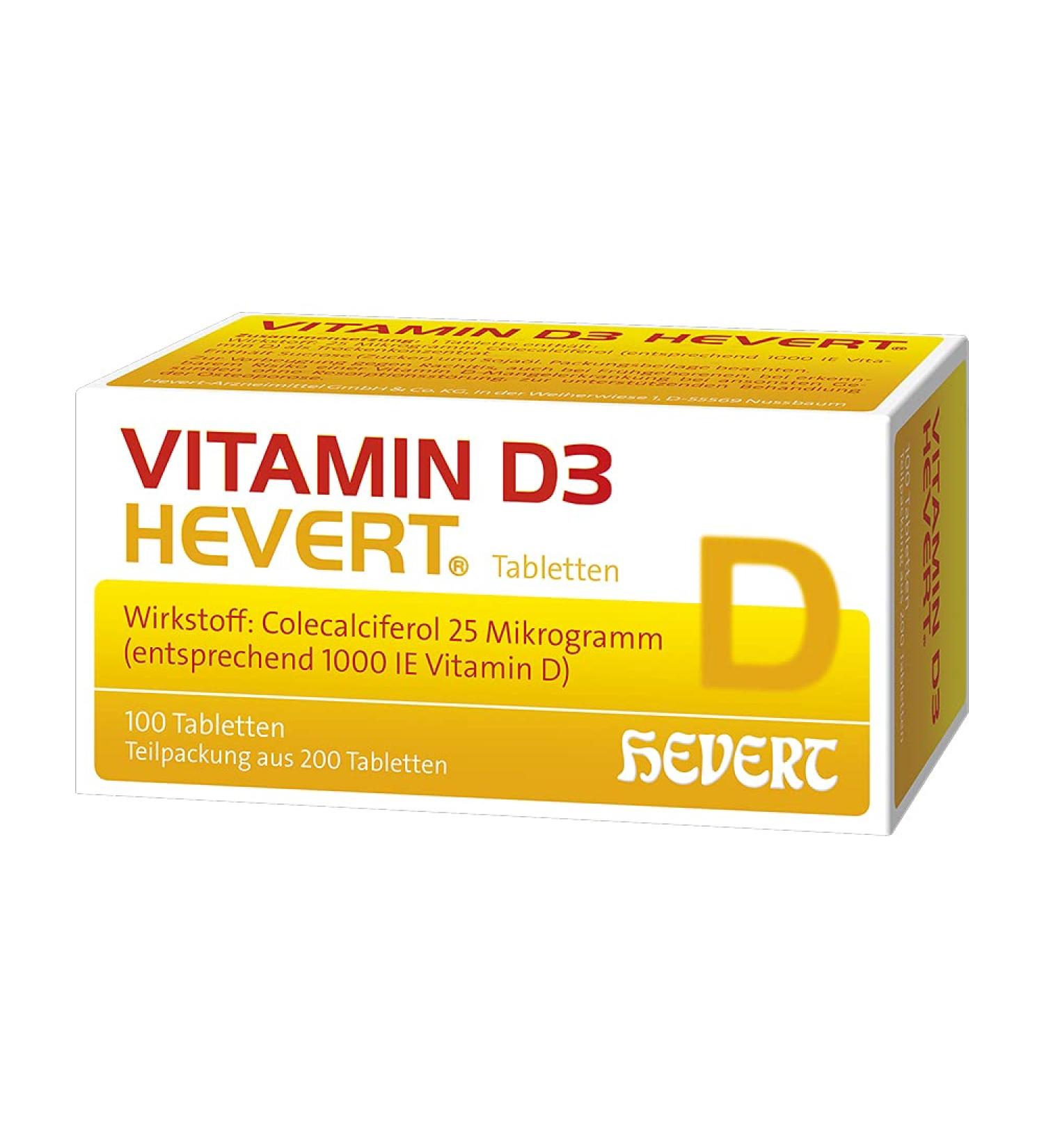 Buy Vitamin D3 Hevert 1000 IU Tablets - 200 Tablets | Boost Immunity & Health | Fast International Shipping - Buy Online on GoSupps.com