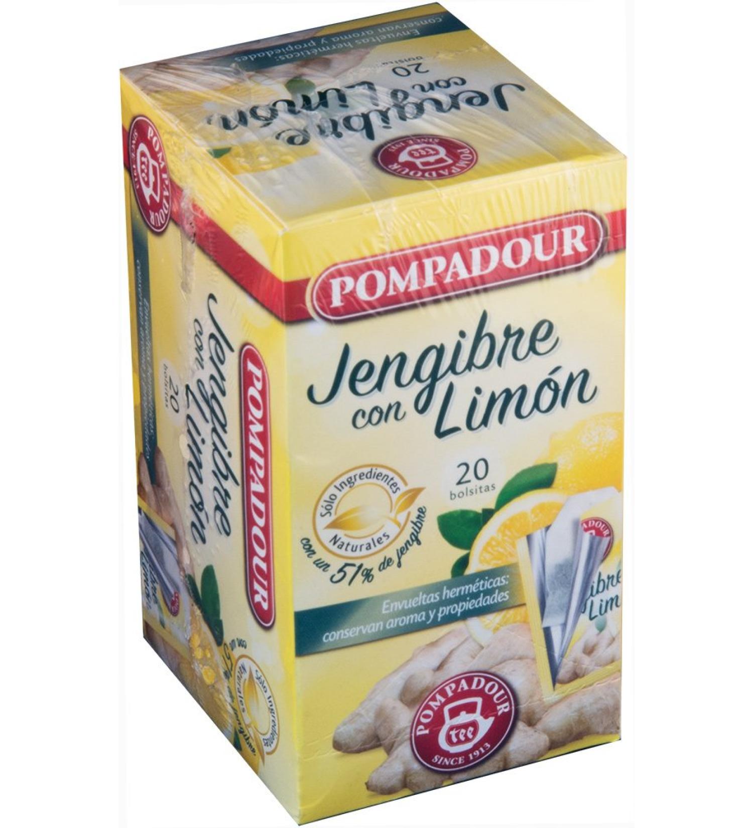  Pompadour Pompadour Ginger Infusion Tea with Lemon 20 Sachets Pack of 2 (Total 40 Bags) - Buy Online on GoSupps.com