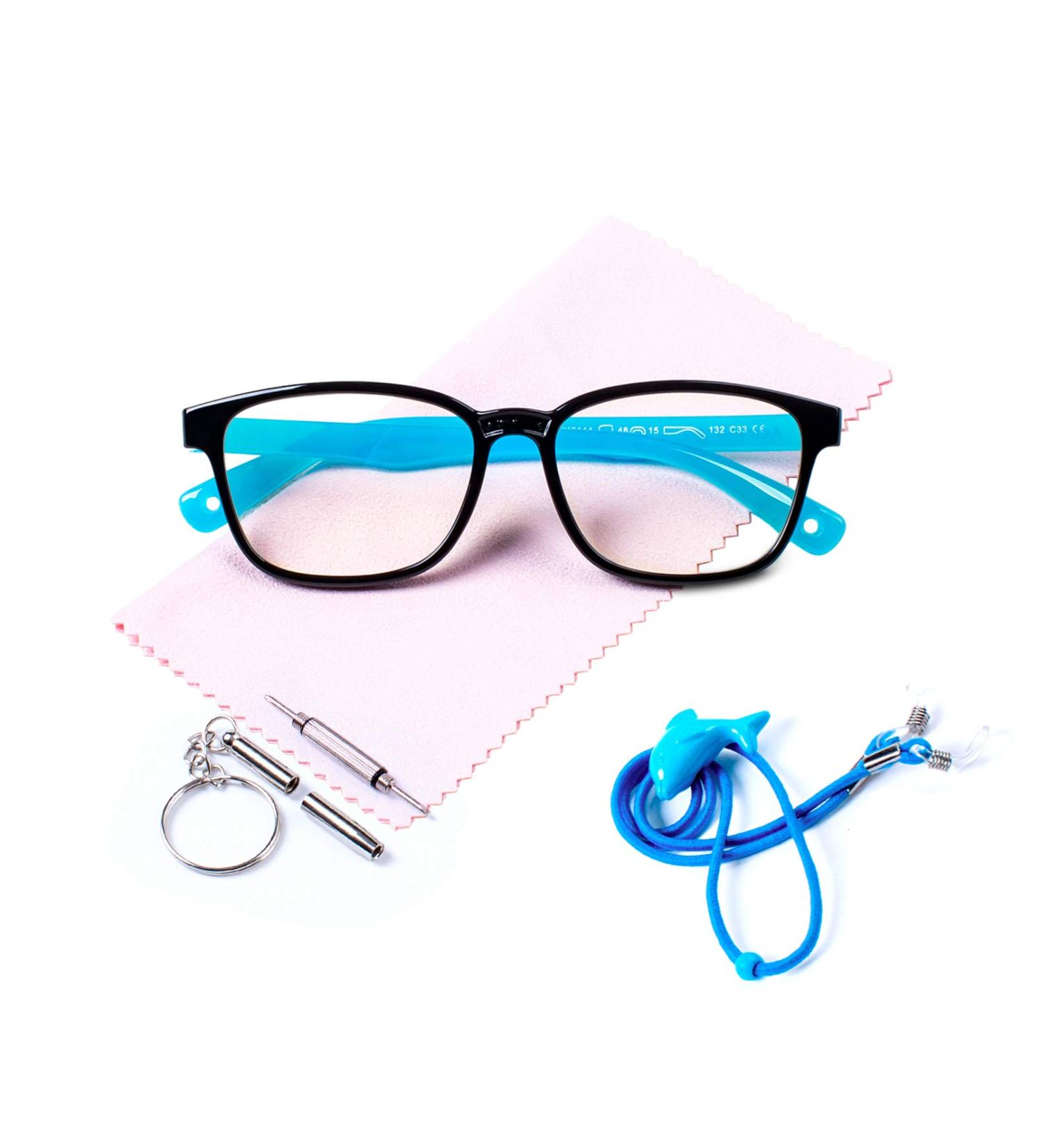 AetrvoHope Blue Light Blocking Glasses for Kids Children's Computer Glasses for Age 4-13 Unbreakable Frame Anti-Blue Ray Glasses With Case Anti UV400 & Eyestrain Black+blue - Buy Online on GoSupps.com