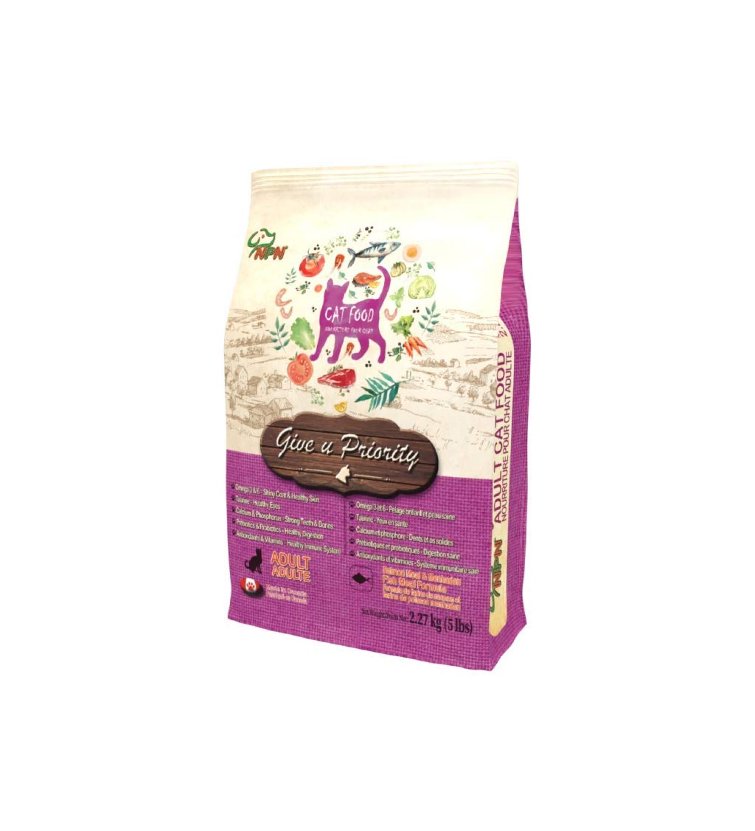 NPN GiveUpriority Dry Cat Food for Adult Cat Salmon Meal & Menhaden Fish Meal Formula - 2.27 kg (5 lb) - Buy Online on GoSupps.com