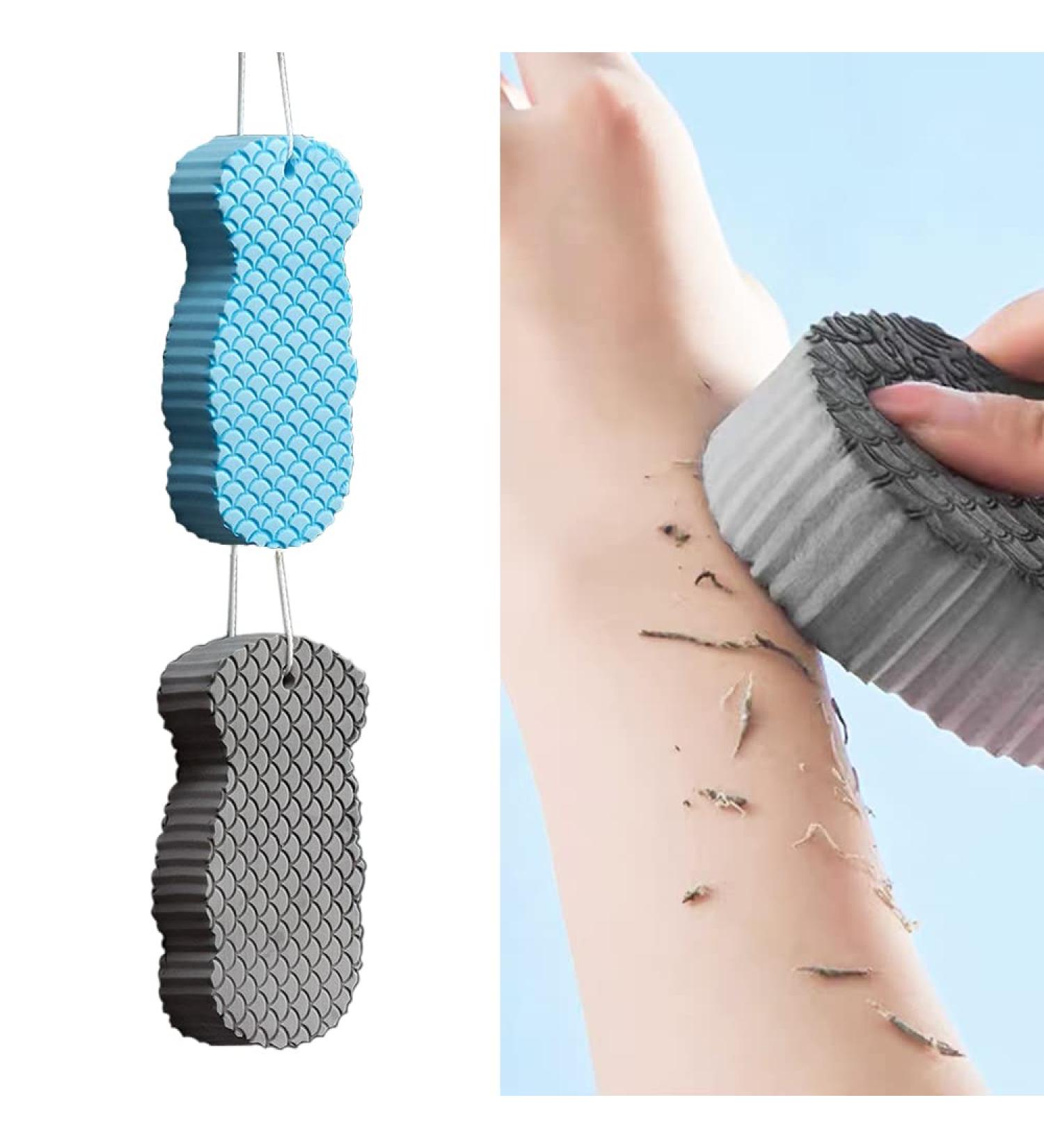 2PCS Exfoliating Bath Sponge Set - Dead Skin Remover - Shower Brush - Soft Sponge for Body - Adult Baby - Blue & Grey - Buy Online on GoSupps.com