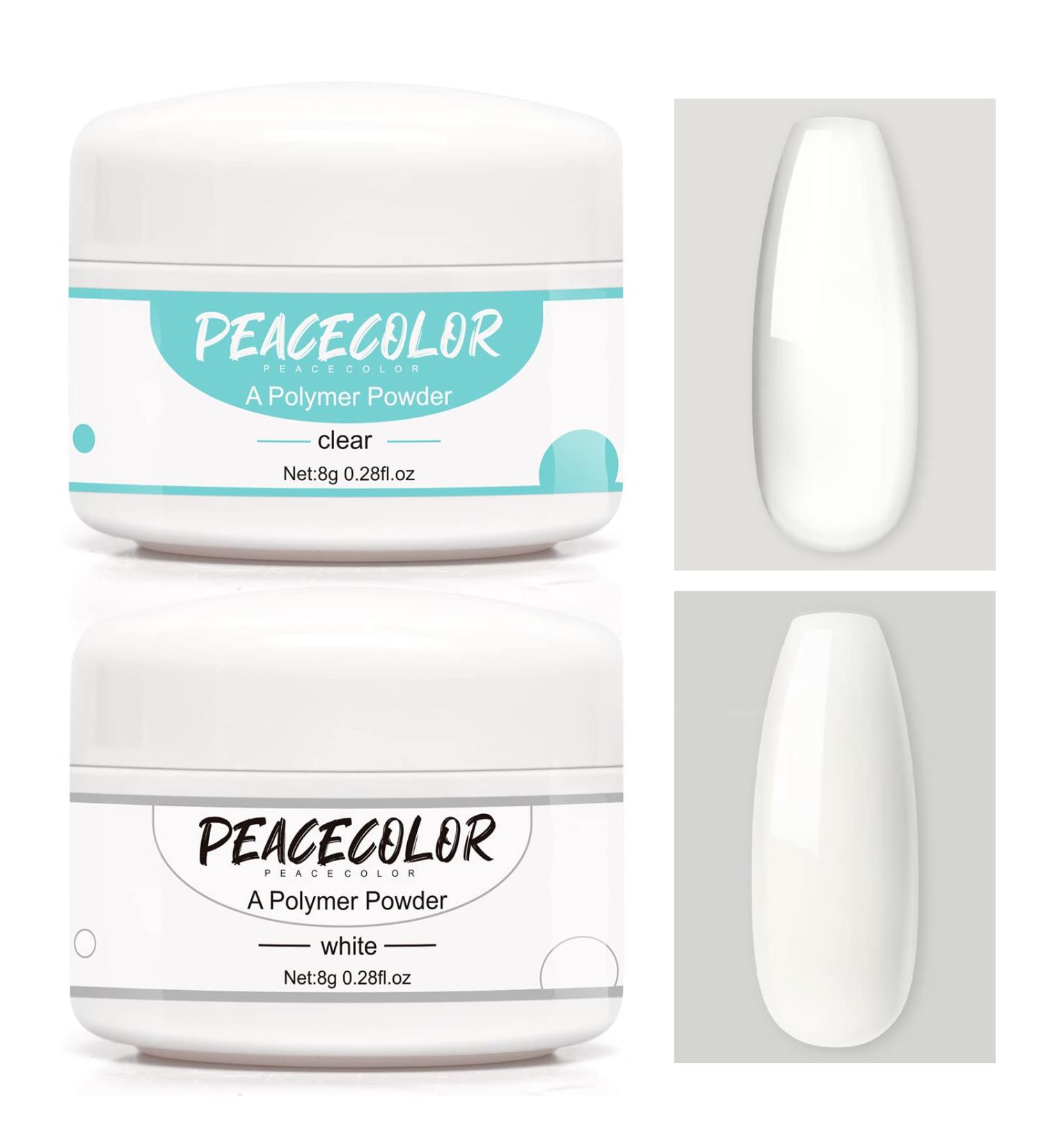 PEACECOLOR Acrylic Nail Kit 8G 2PC Clear White Acrylic Powder Set Professional Acrylic Nail Powder for Nail Acrylic Extension Nail Carving Long-Lasting No Nail Lamp Needed for Home DIY color 167 - Buy Online on GoSupps.com