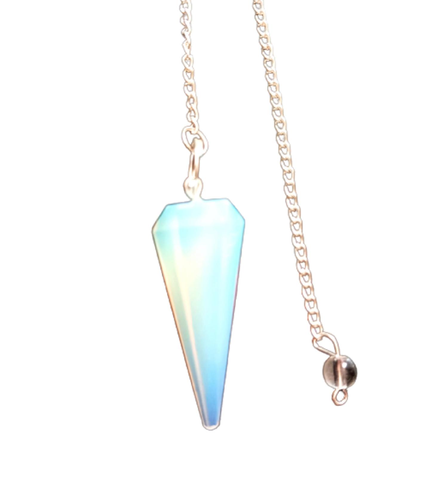 Crystal Pendulum Dowsing Pendulum Healing Crystals Orgonite Crystal Point Scrying Dowser 100% Genuine Gemstone Handcrafted Healing Crystal Gifts Witchcraft Supplies (Opalite)