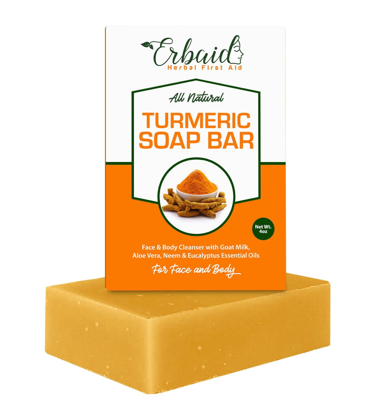 Turmeric Soap Bar for Face & Body - Brightens Skin, Reduces Acne, Fades Scars - 4oz Bar for All Skin Types - Buy Online on GoSupps.com