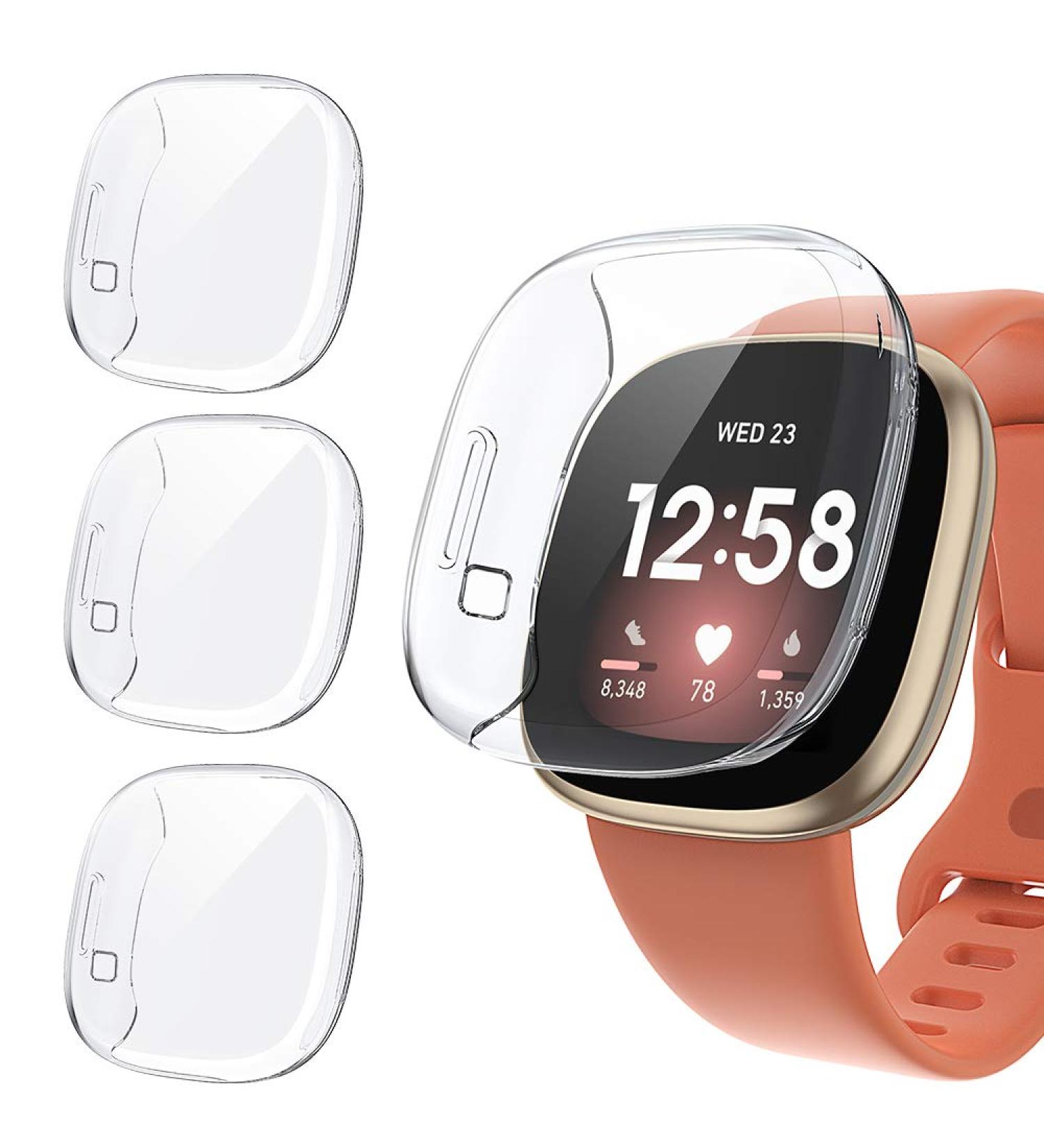 [3 Pack] Tensea Compatible with Fitbit Versa 3 / Sense Screen Protector Case  Soft TPU Bumper Full Around Fit bit Versa3 Sense Cover Protective Accessories (Clear/Clear/Clear  3) Clear/Clear/Clear 3 - Buy Online on GoSupps.com