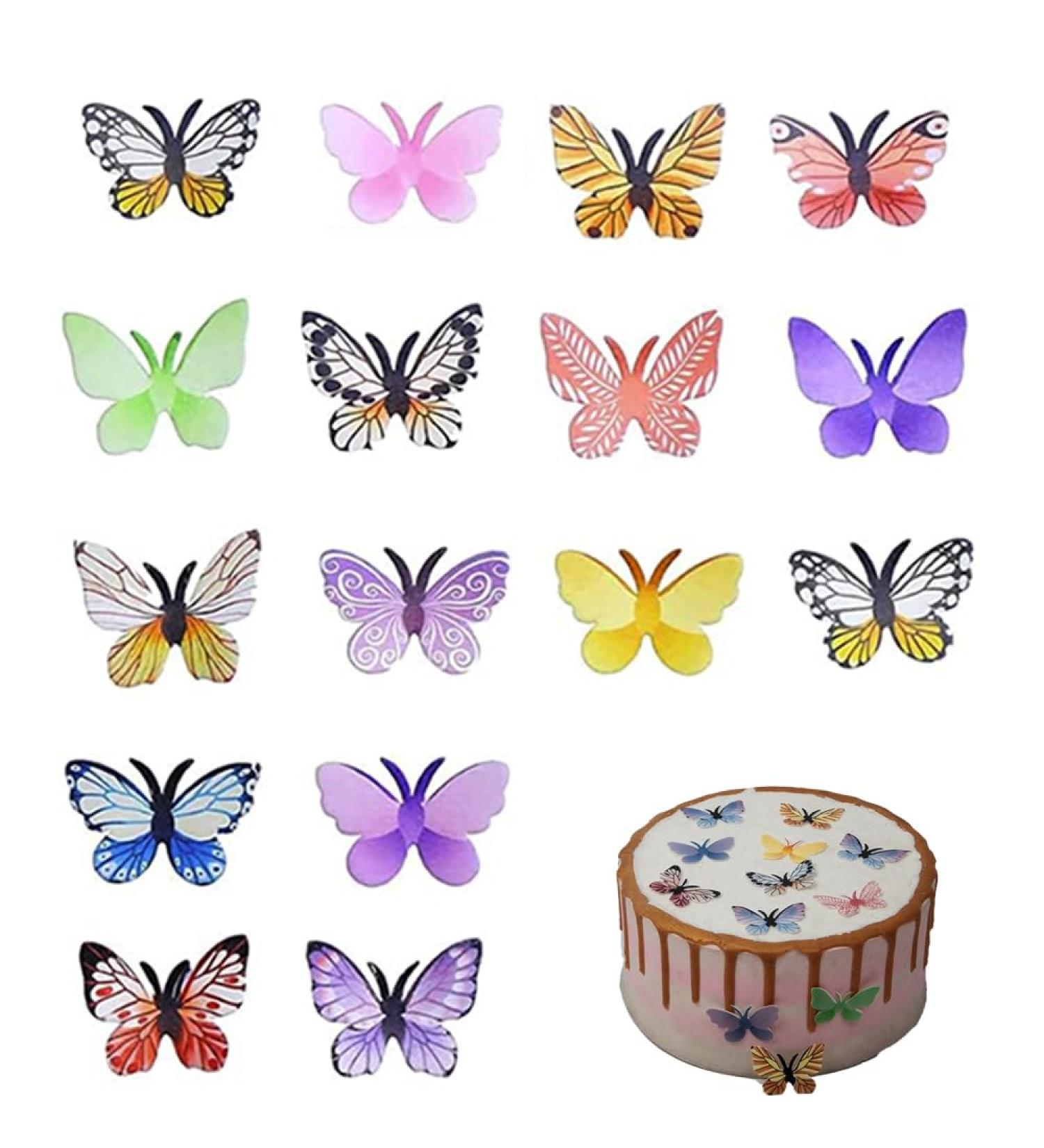 72 Pcs Edible Butterfly Cupcake Toppers With Box Art Butterfly Cake Topper Decorations 3D Colorful Butterfly Cake Decoration Kids Birthday Party Cake Wall Decorations Supplies Colorful - Buy Online on GoSupps.com