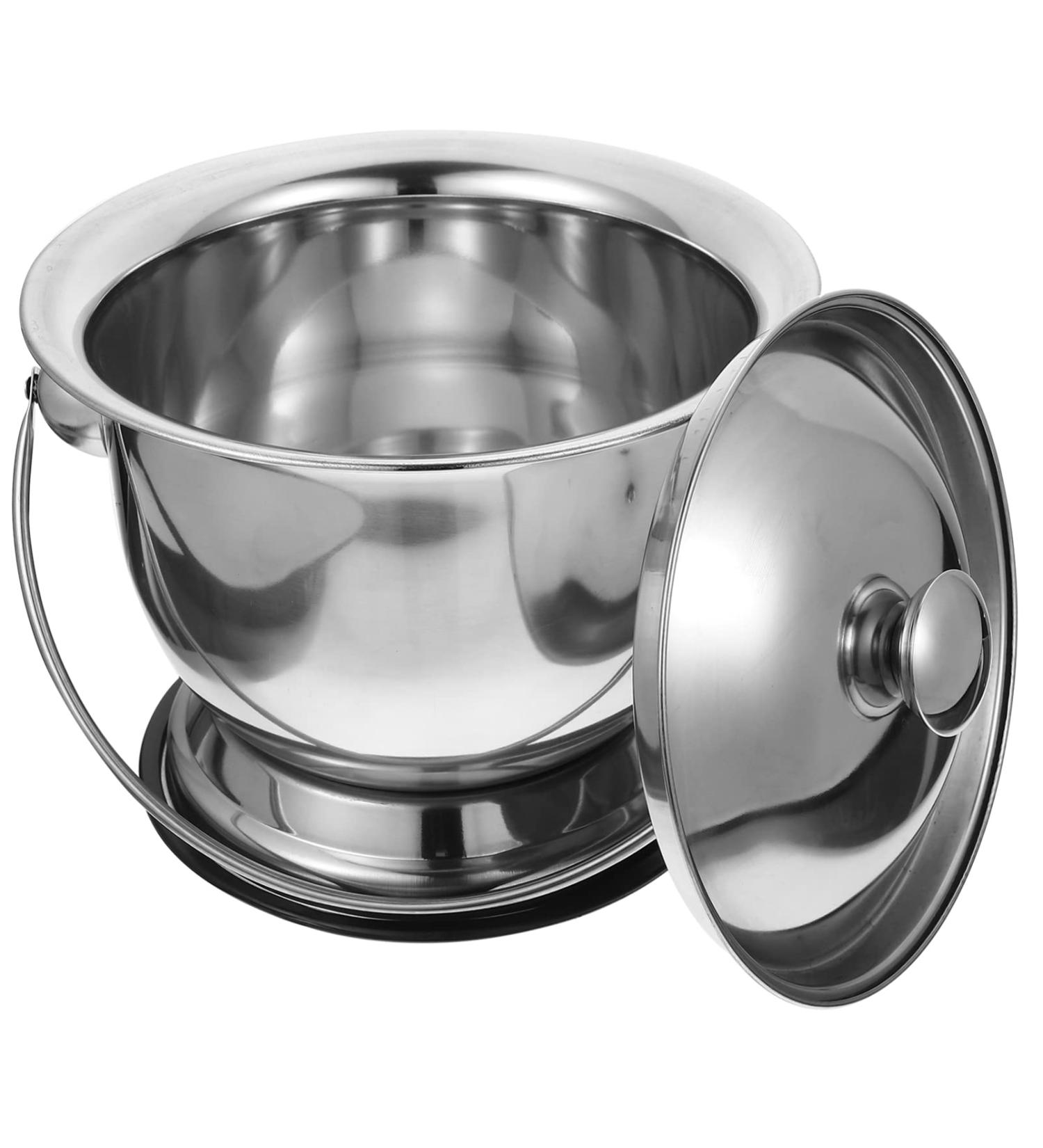 Stainless Steel Chamber Pot with Lid - Portable Urine Potty for Elderly, Adults, Kids - Bedside & Travel Spittoon Bucket - Buy Online on GoSupps.com