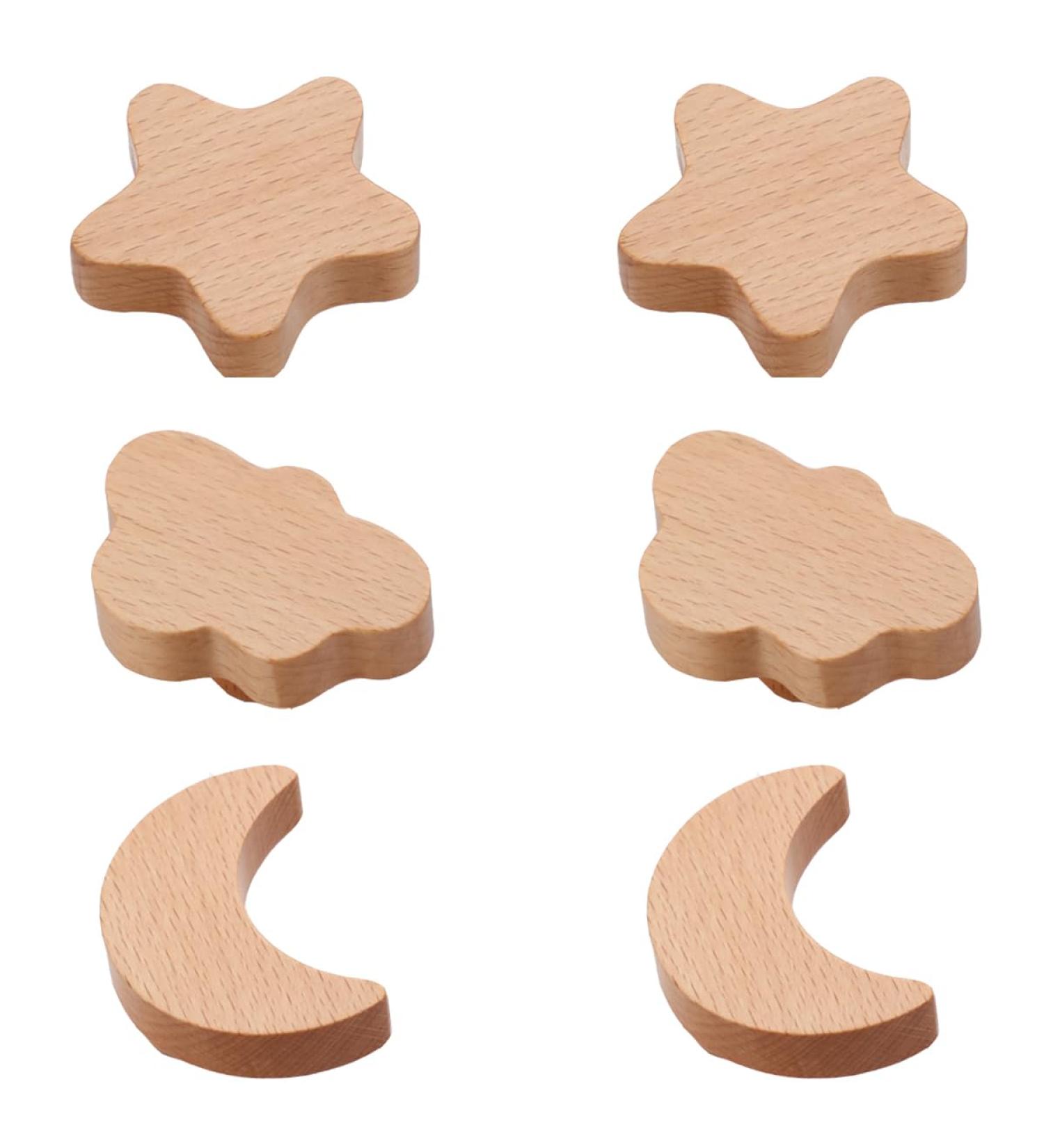 Buy Boolsfmam 6-Piece Animal Wood Cabinet Knob Set - Stars Moon & Clouds | Unique Children's Drawer Knobs | International Shipping Available - Buy Online on GoSupps.com