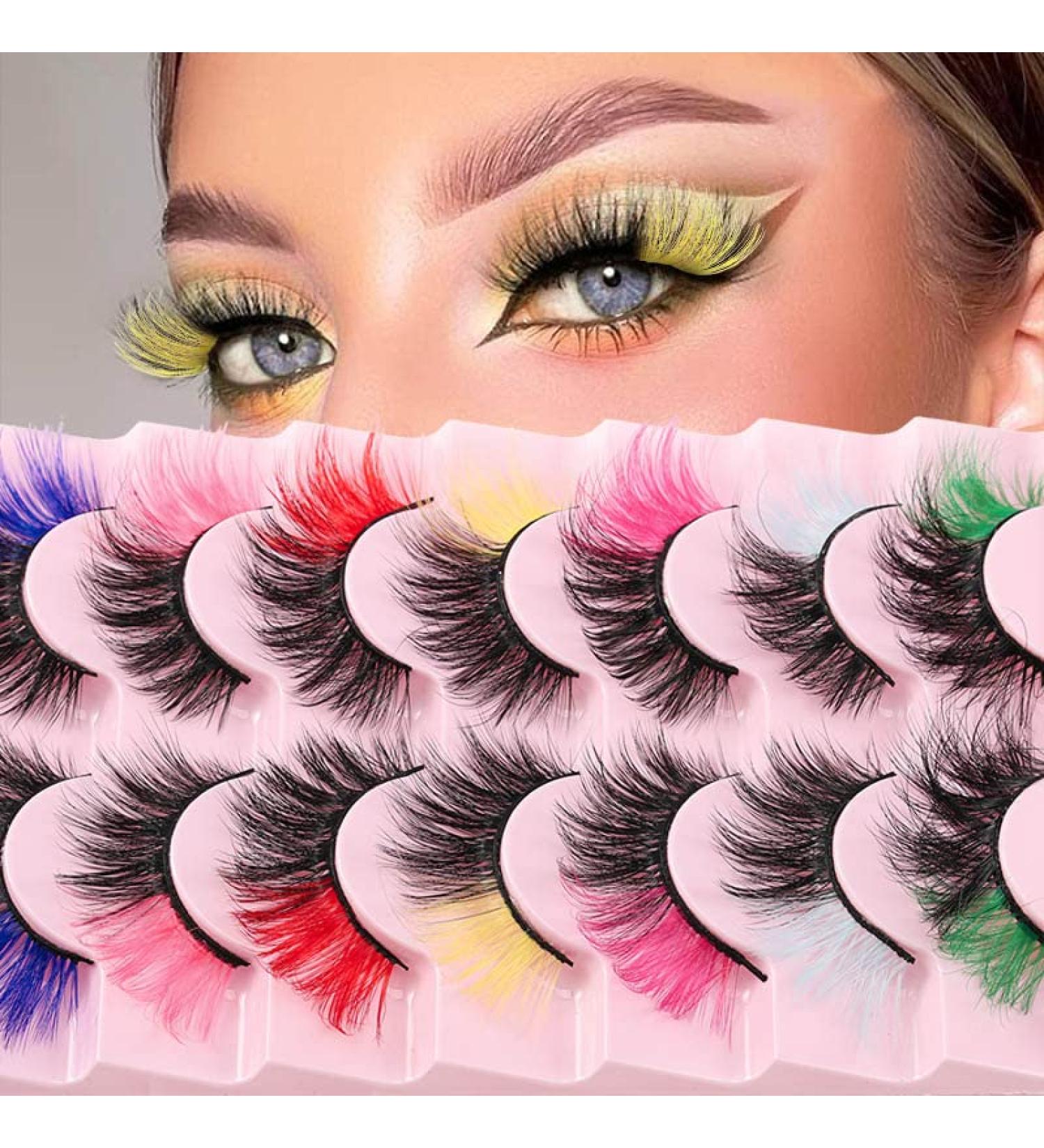 Uranian Colored 8D Russian False Eyelashes - 8 Pairs of Fluffy Faux Mink Lashes for Women & Girls | Colorful Extension EyeLashes for Volume & Drama - Buy Online on GoSupps.com