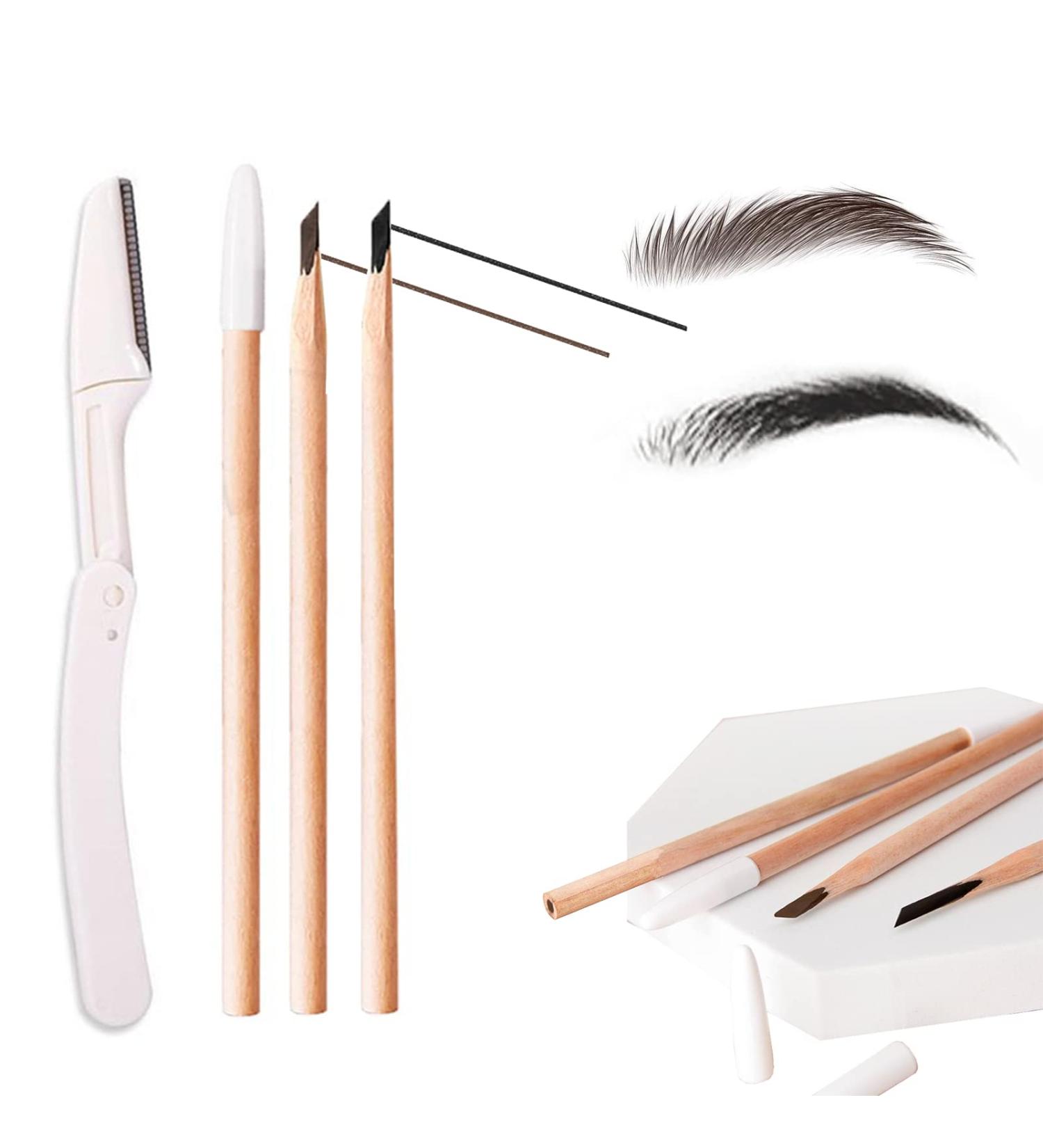 Pousbo Waterproof Wooden Eyebrow Pencil - Black/Brown | Easy to Apply, Non-Smudging (2 Pcs) - Buy Online on GoSupps.com